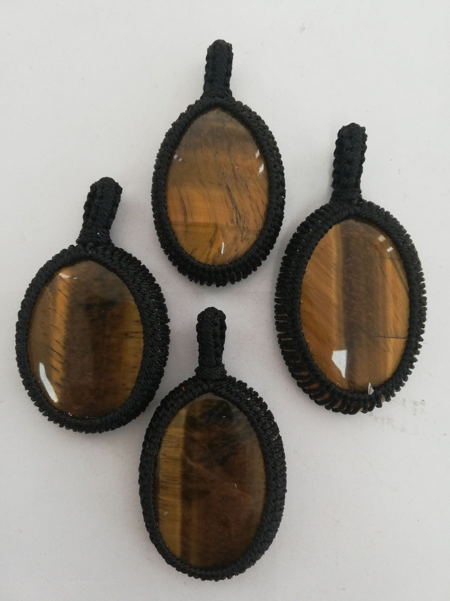 Macrame Pendant - Tigers Eye
