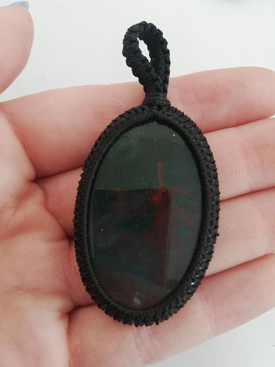 Macrame Pendant - Bloodstone