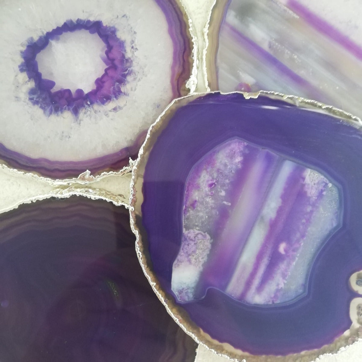 Agate Slice - Purple - Silver Plated