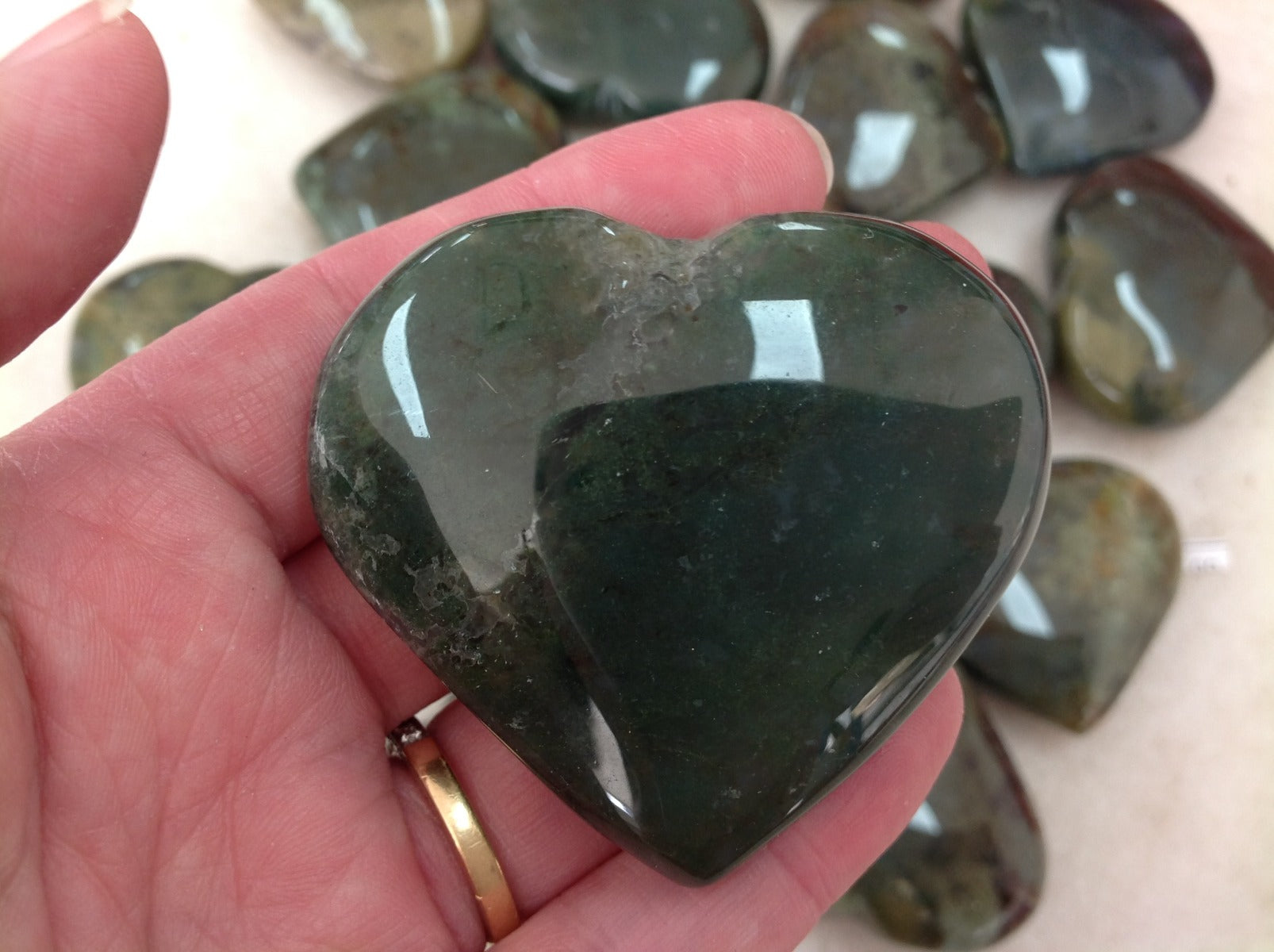 Moss Agate Heart - 5cm