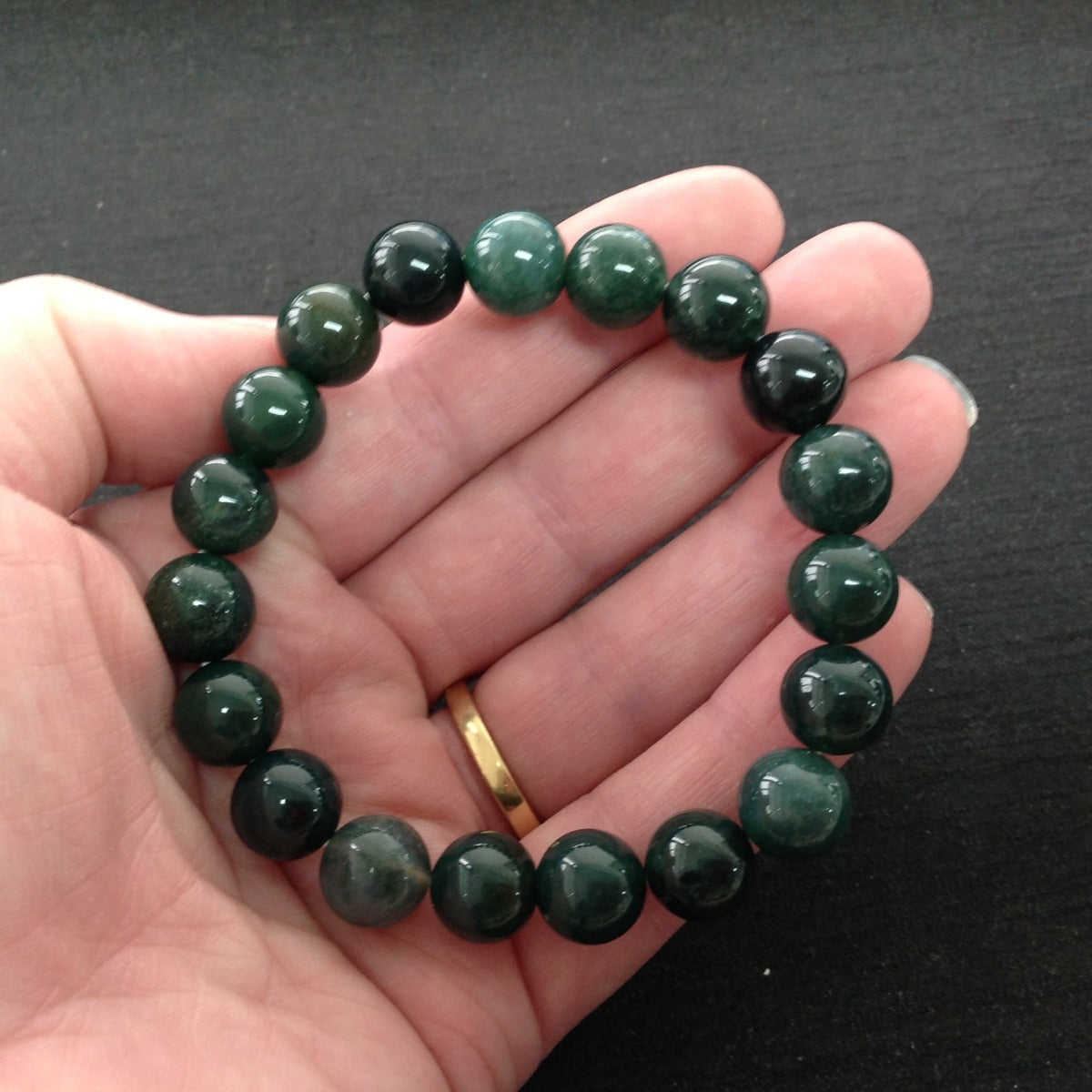 Moss Agate Beads Bracelet - 10mm