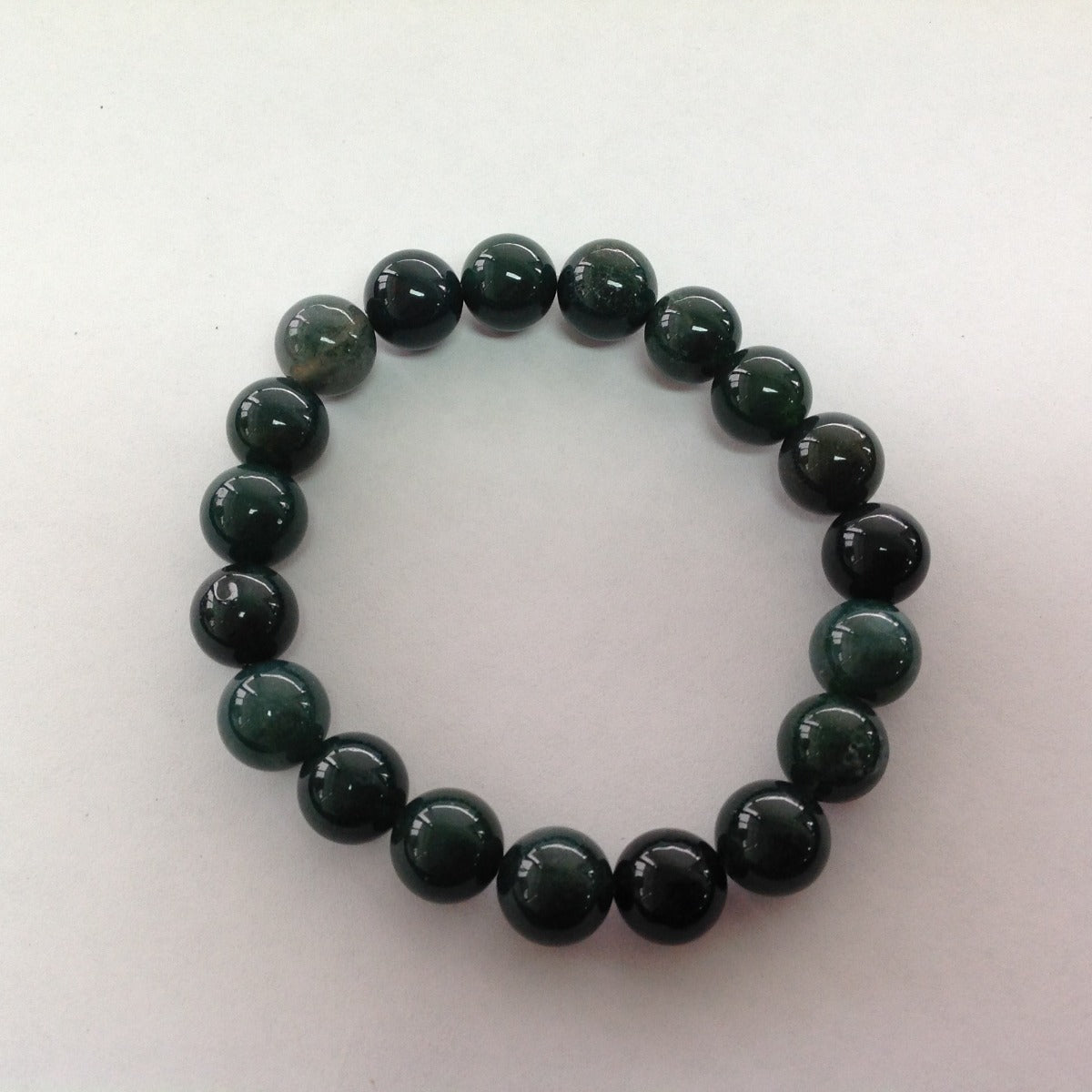 Moss Agate Beads Bracelet - 10mm