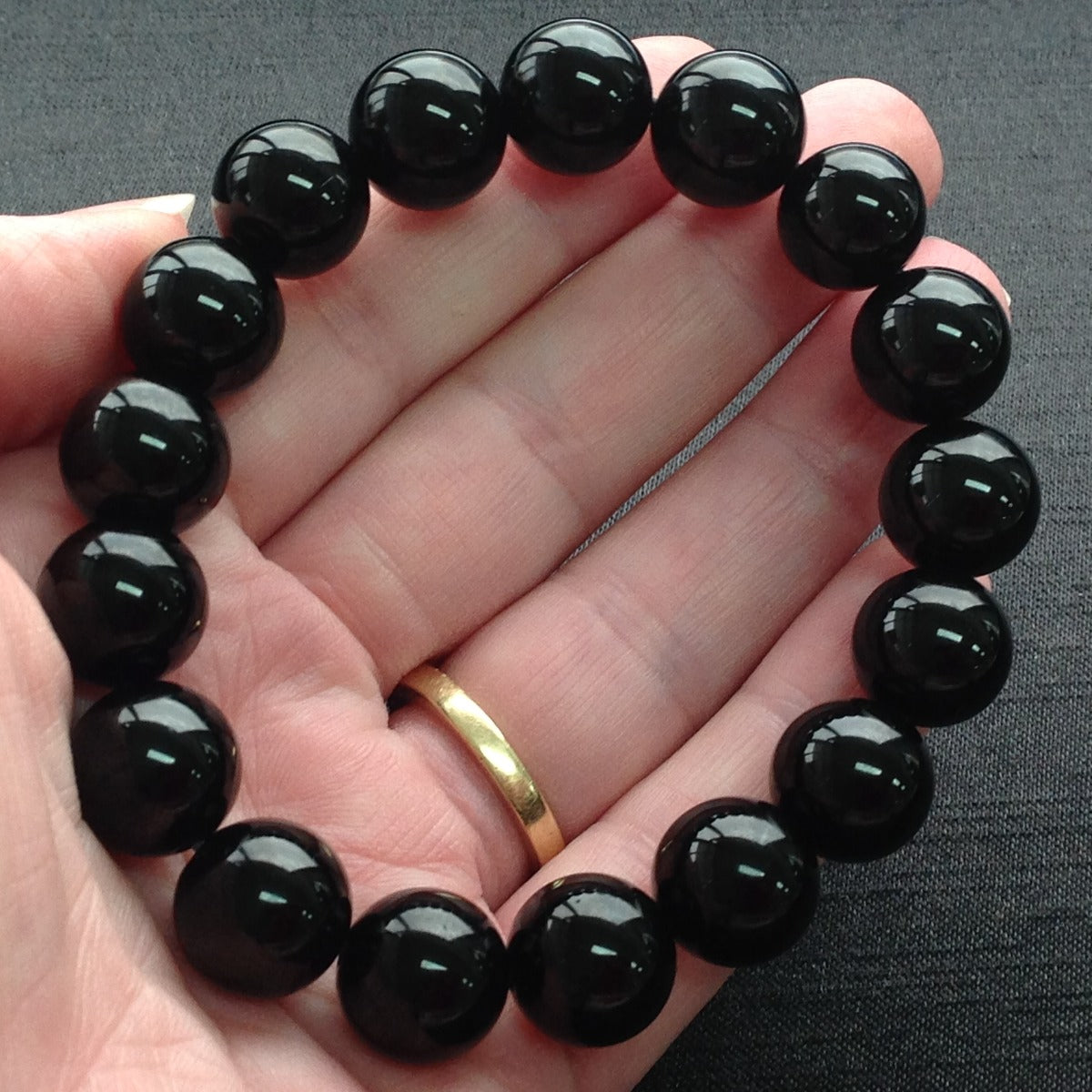 Black Tourmaline Beads Bracelet - 8mm