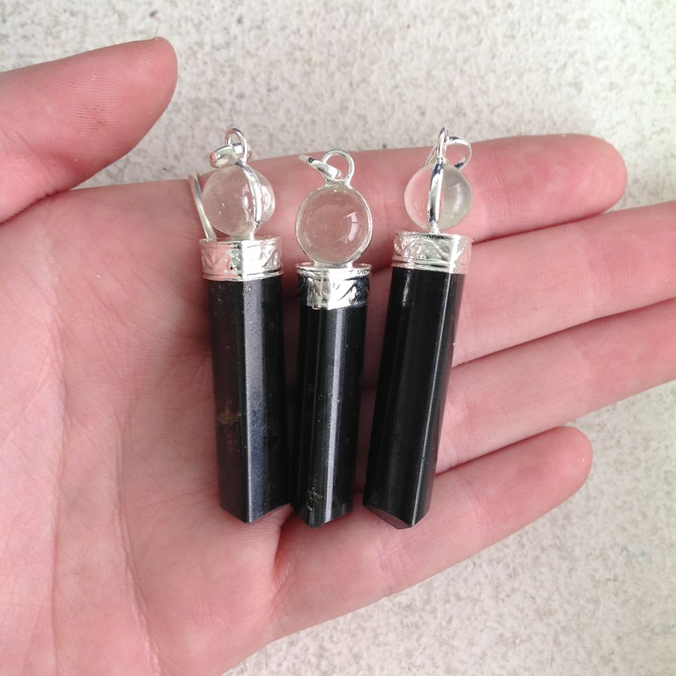 Black Tourmaline - Ball Point Pendant