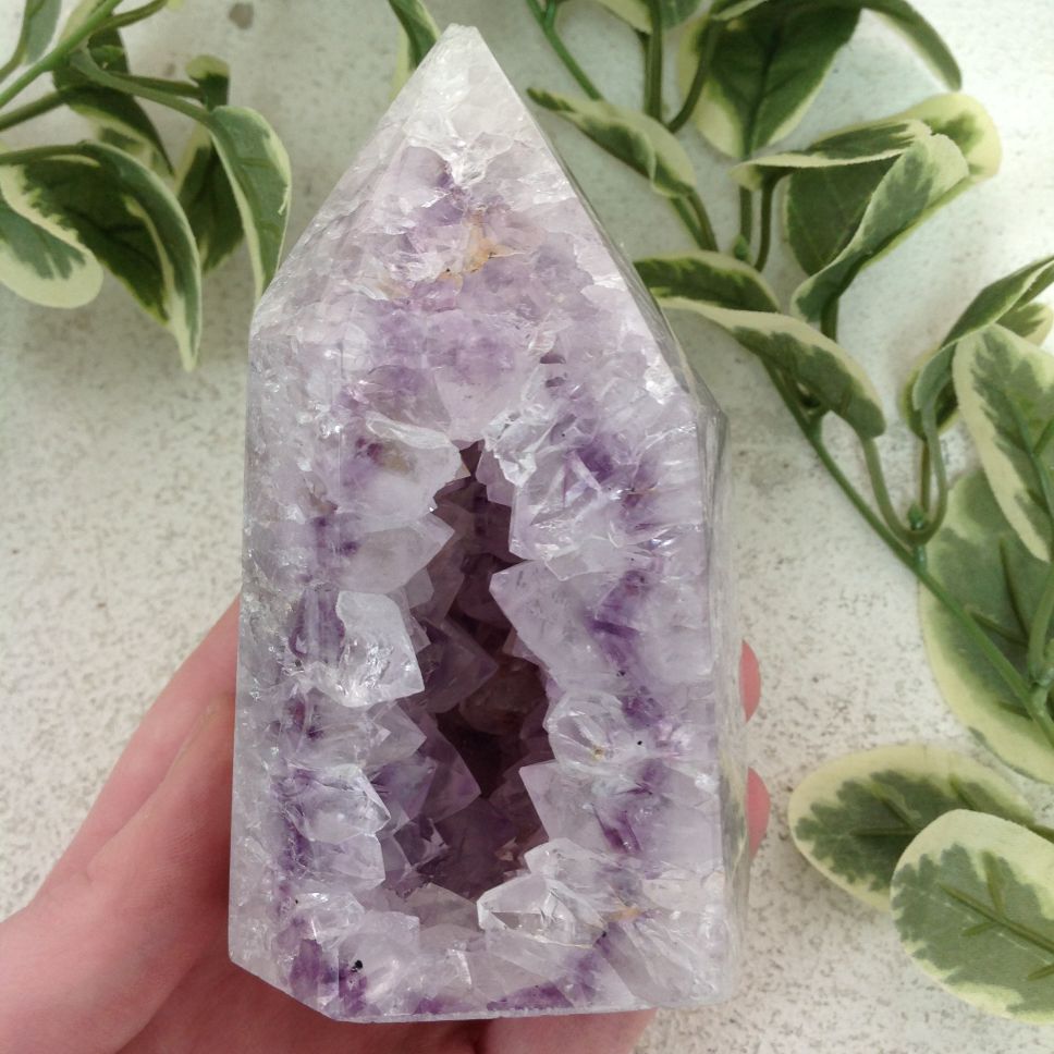 Amethyst Druzy Quartz Point Geode - A