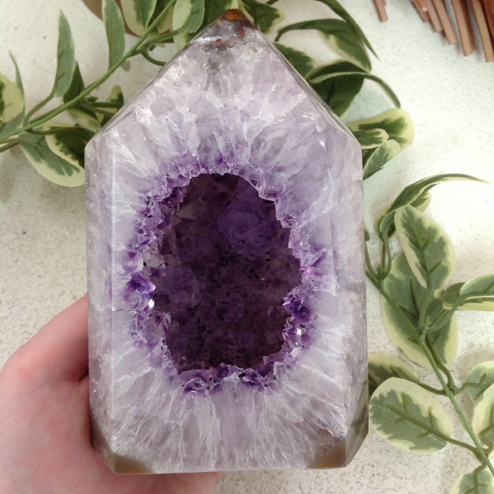 Amethyst Druzy Quartz Point Geode - B