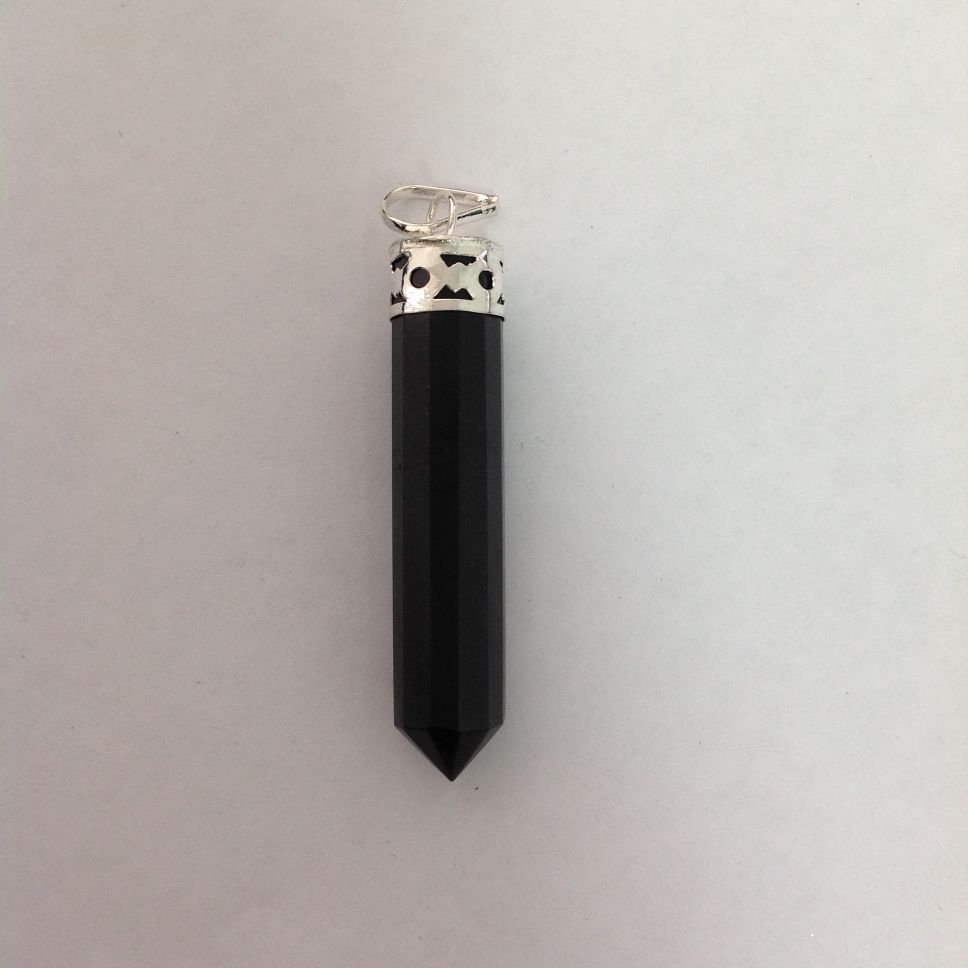 Black Tourmaline - Cap Point Pendant - 10 side