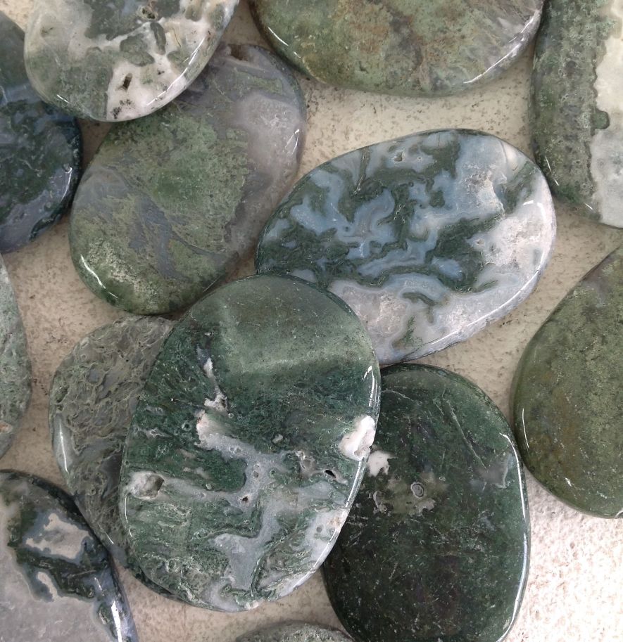Moss Agate Pocket Palmstone - 6cm