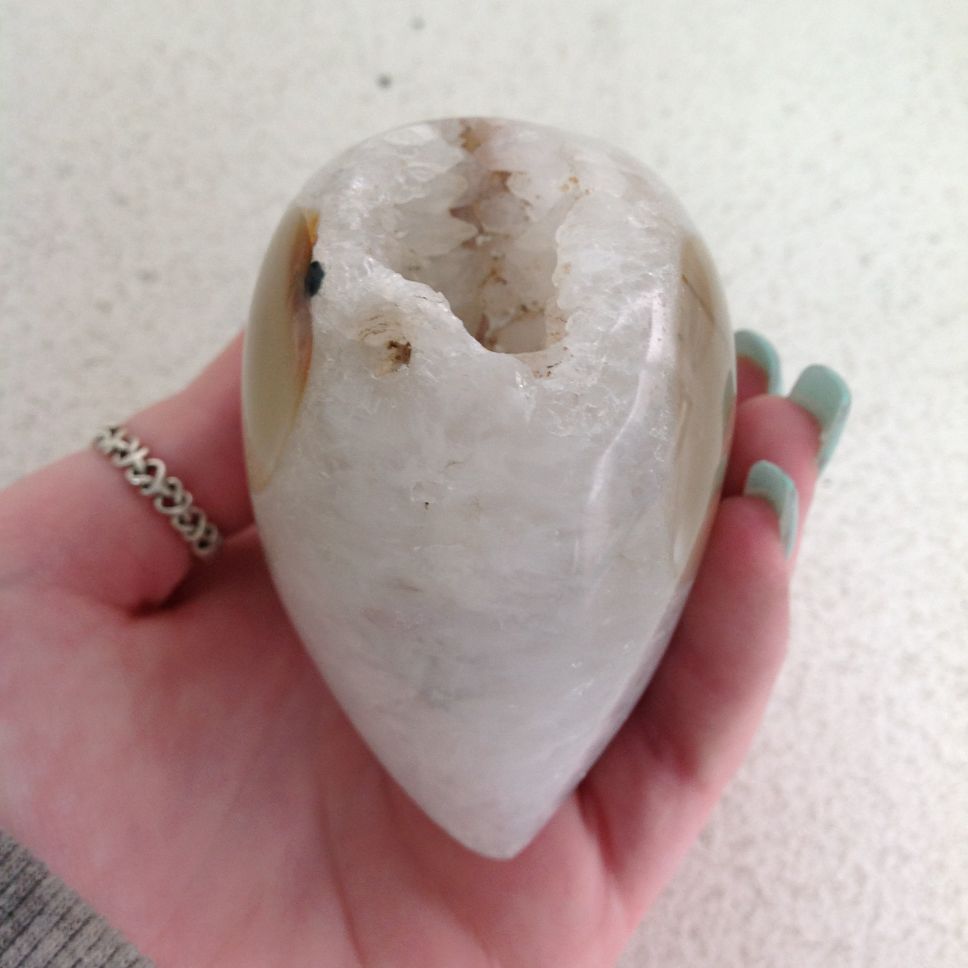 Agate and Quartz Heart - 8cm