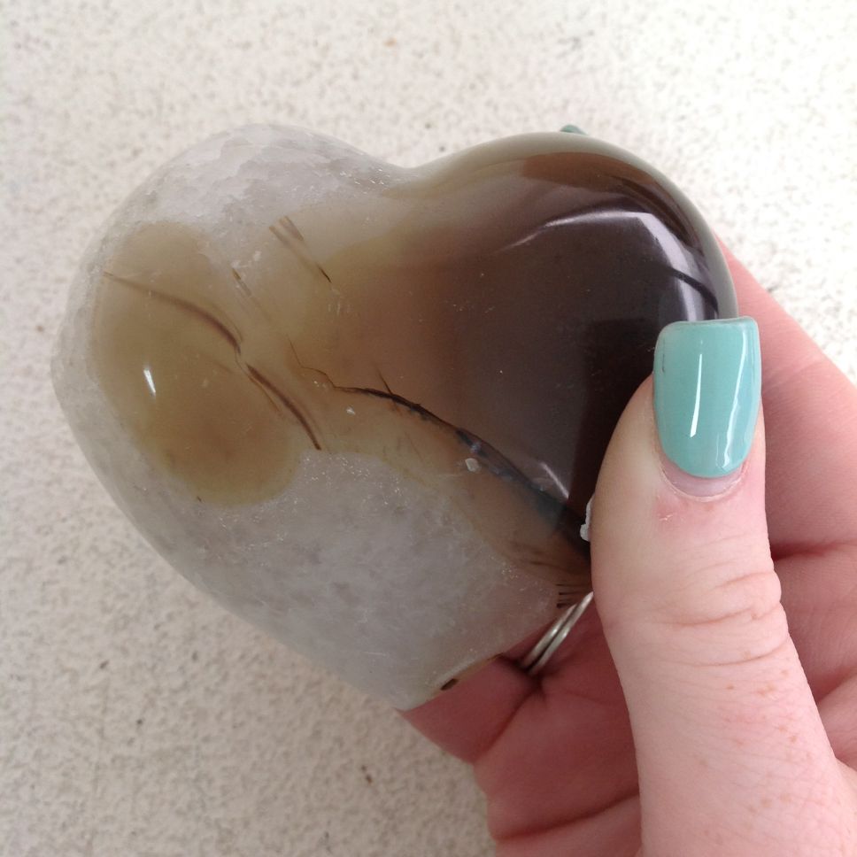 Agate and Quartz Heart - 8cm