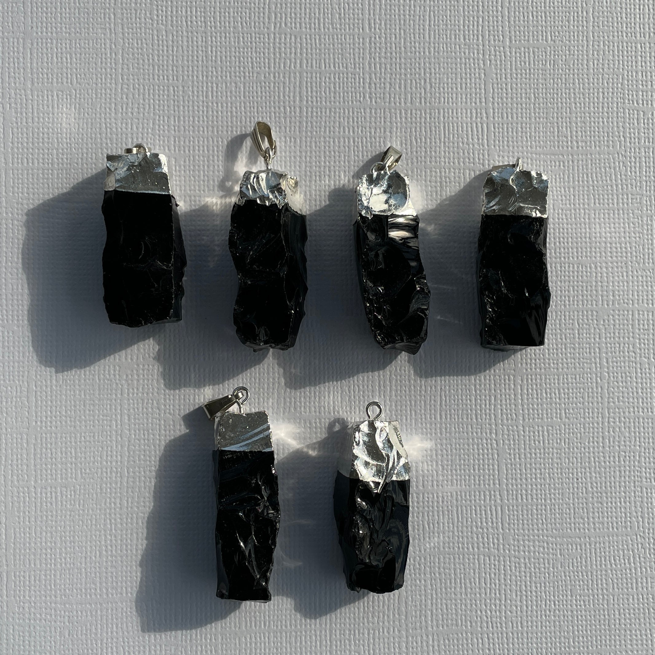 Black Obsidian Rough Capped Pendant