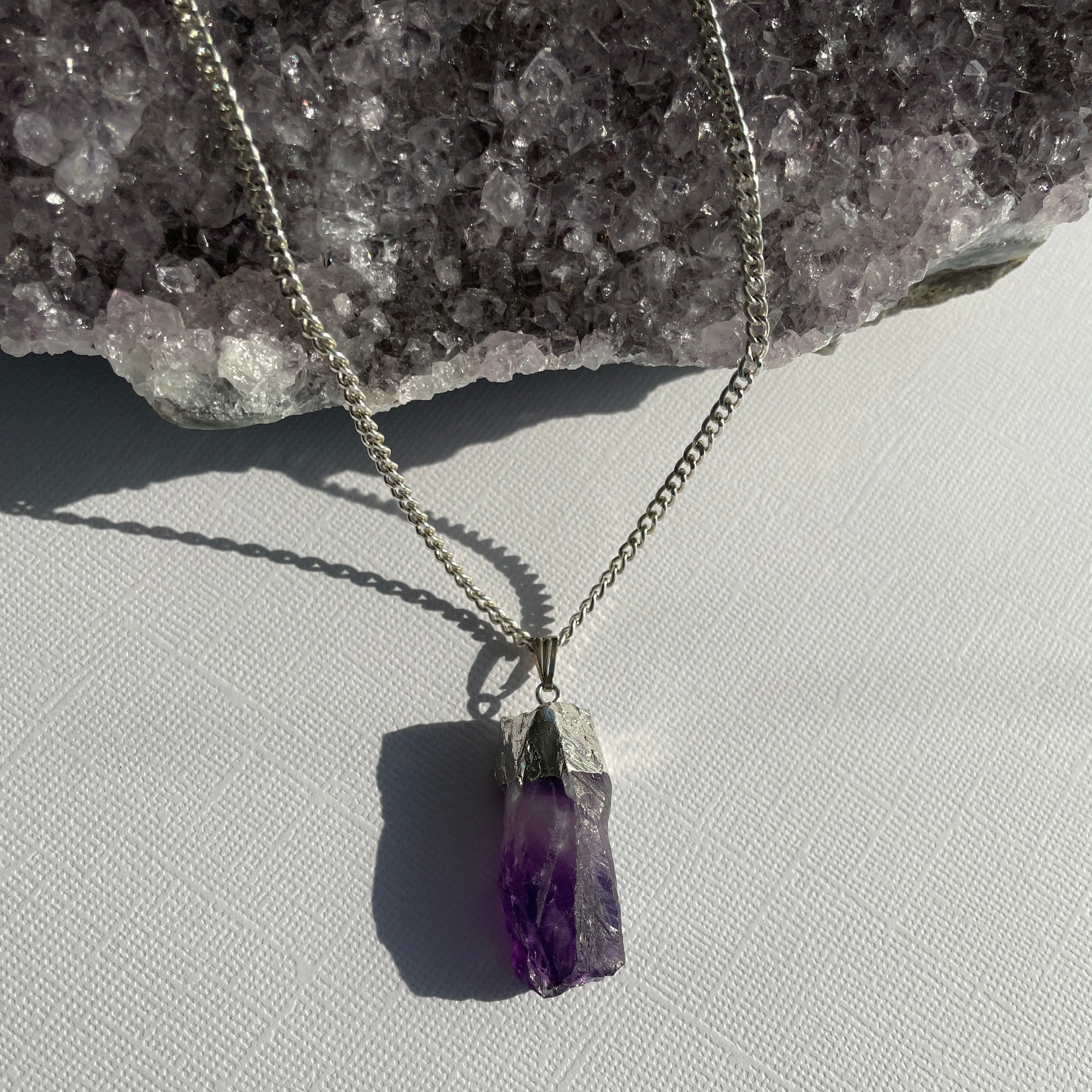Amethyst Rough Capped Pendant