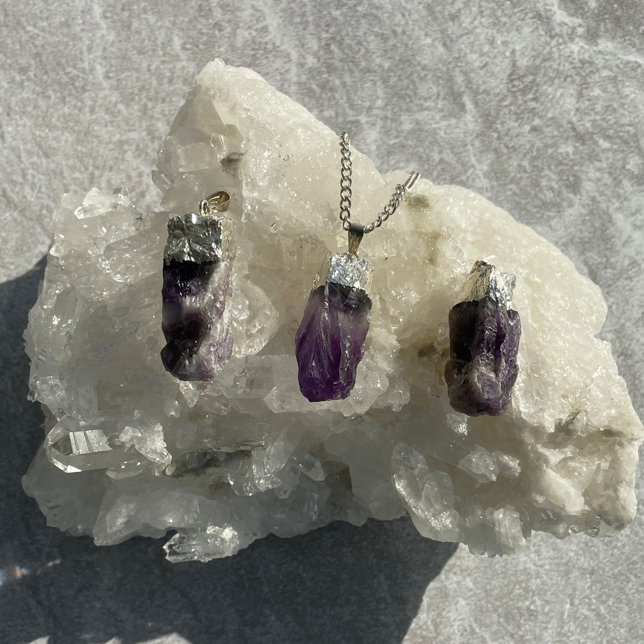 Amethyst Rough Capped Pendant