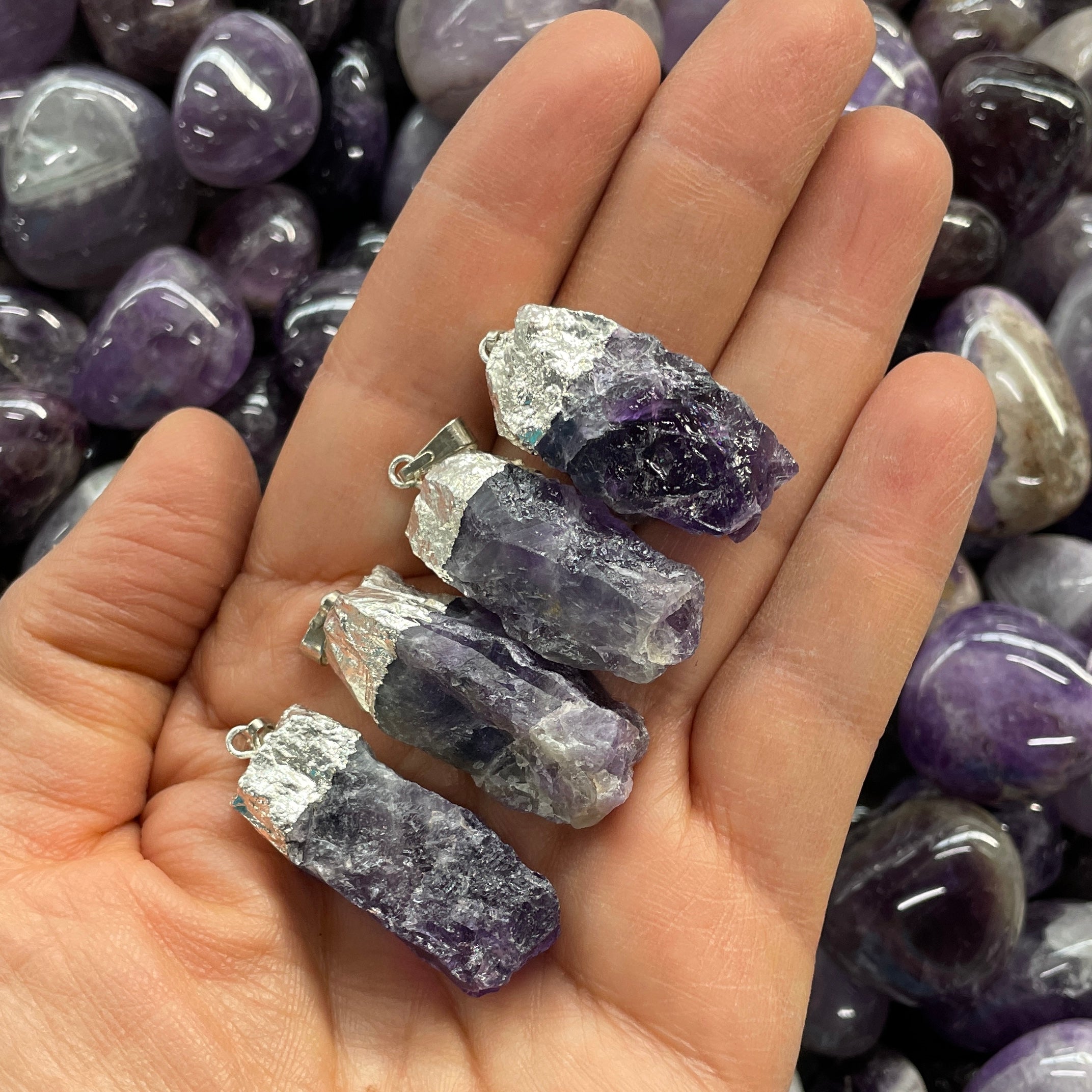 Amethyst Rough Capped Pendant