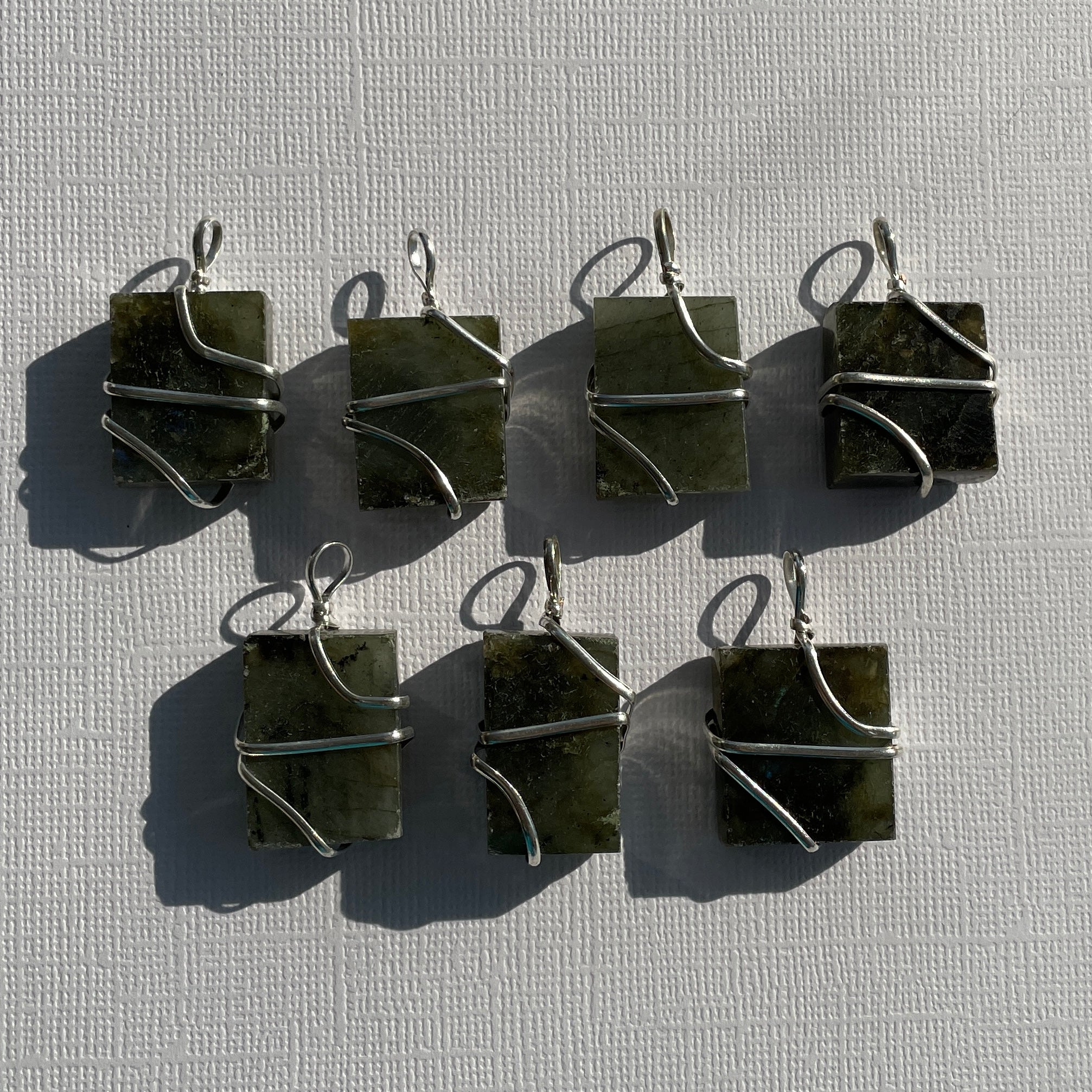 Labradorite Wire Wrapped Square Pendant