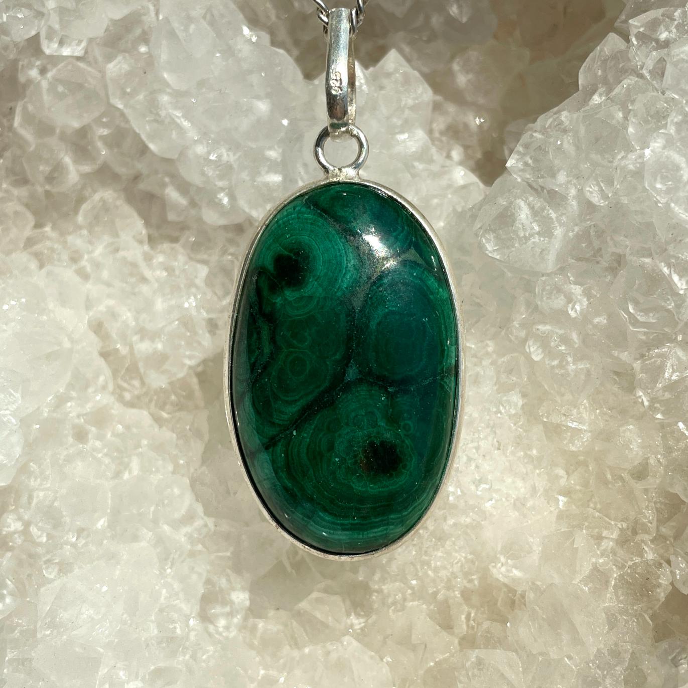 Sterling Silver Pendant - Malachite LRG - SP32