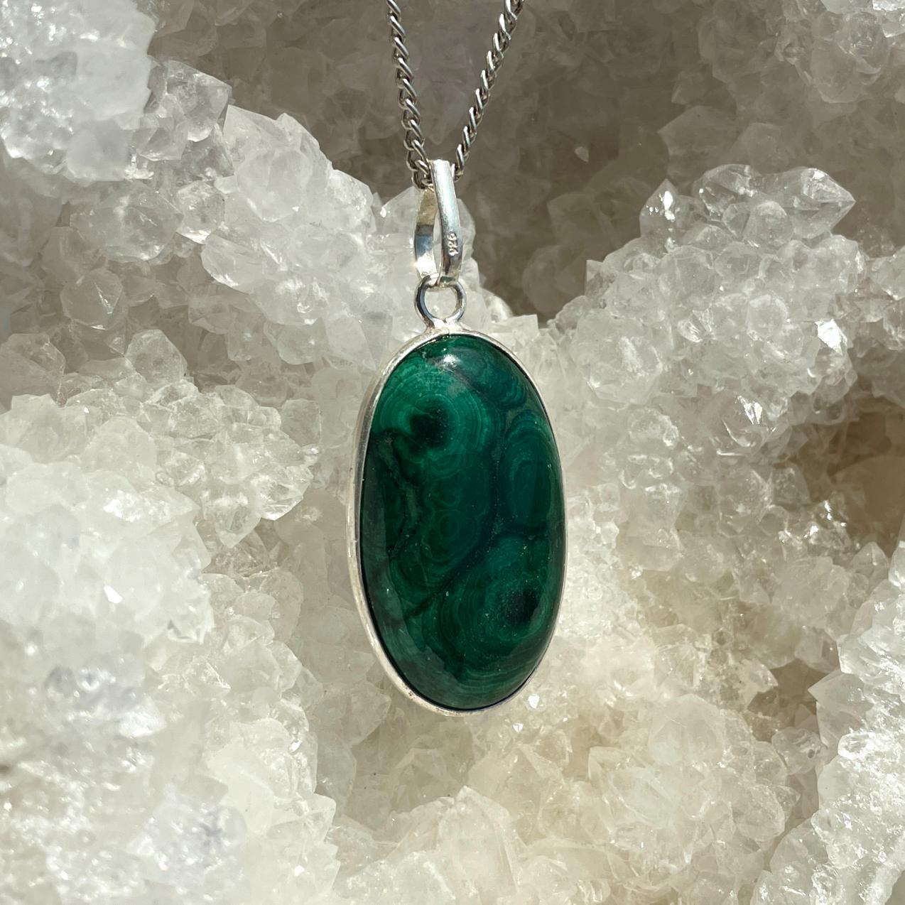 Sterling Silver Pendant - Malachite LRG - SP32