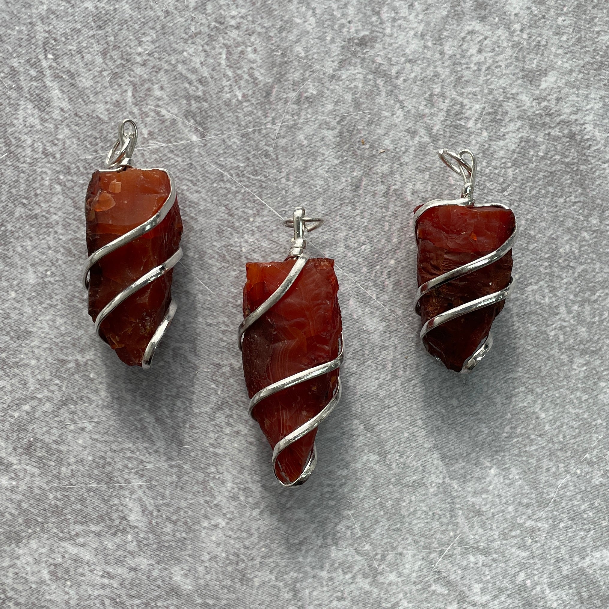 Wire Wrapped Rough Pendant - Carnelian