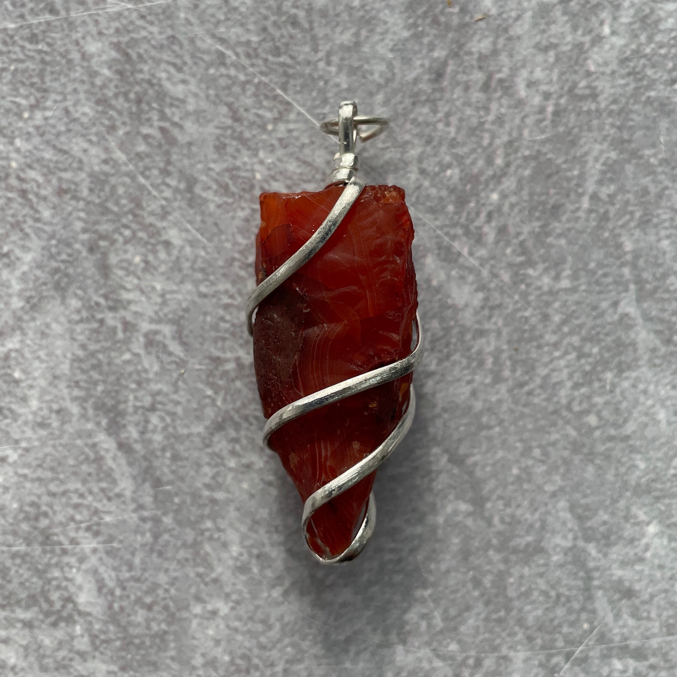 Wire Wrapped Rough Pendant - Carnelian