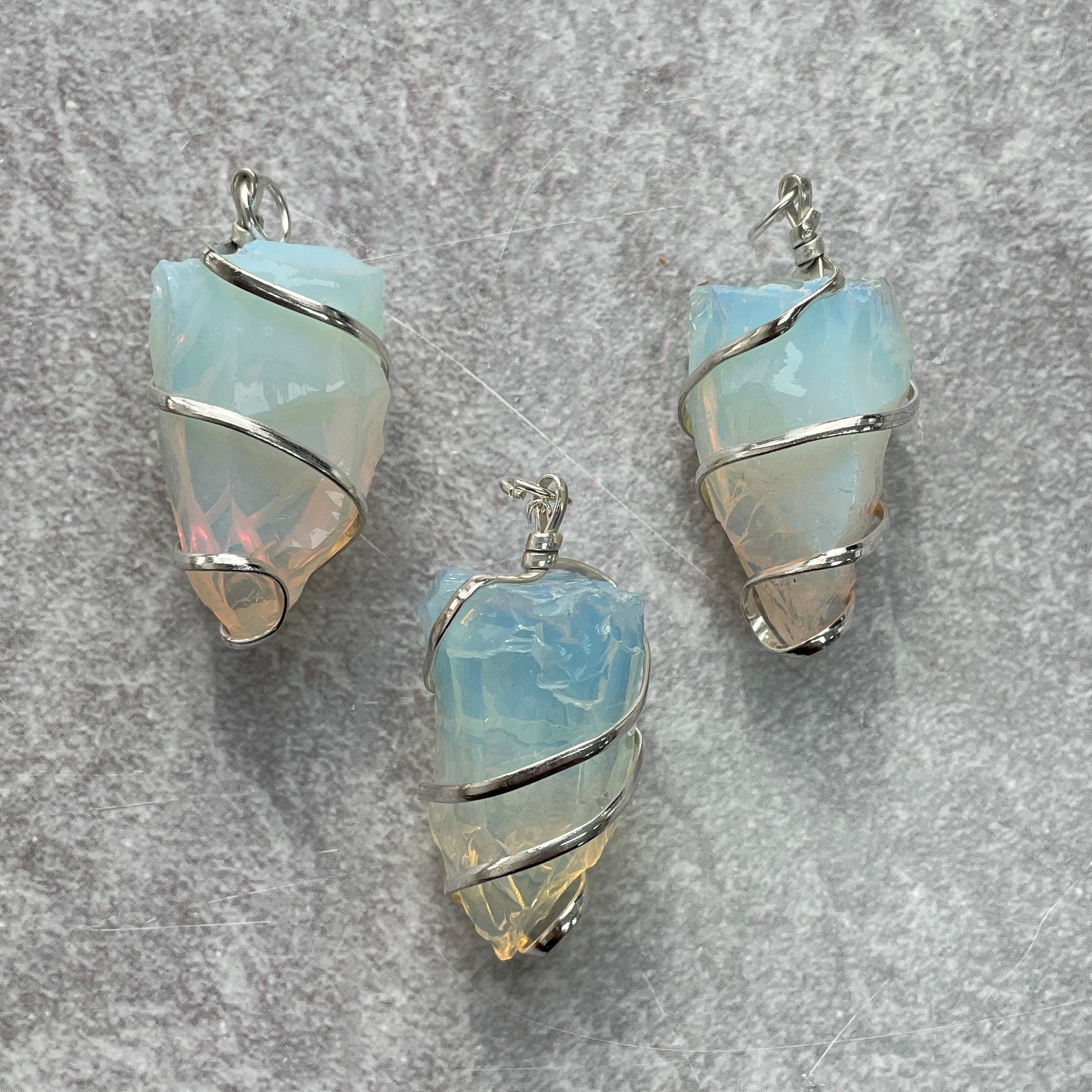 Wire Wrapped Rough Pendant - Opalite