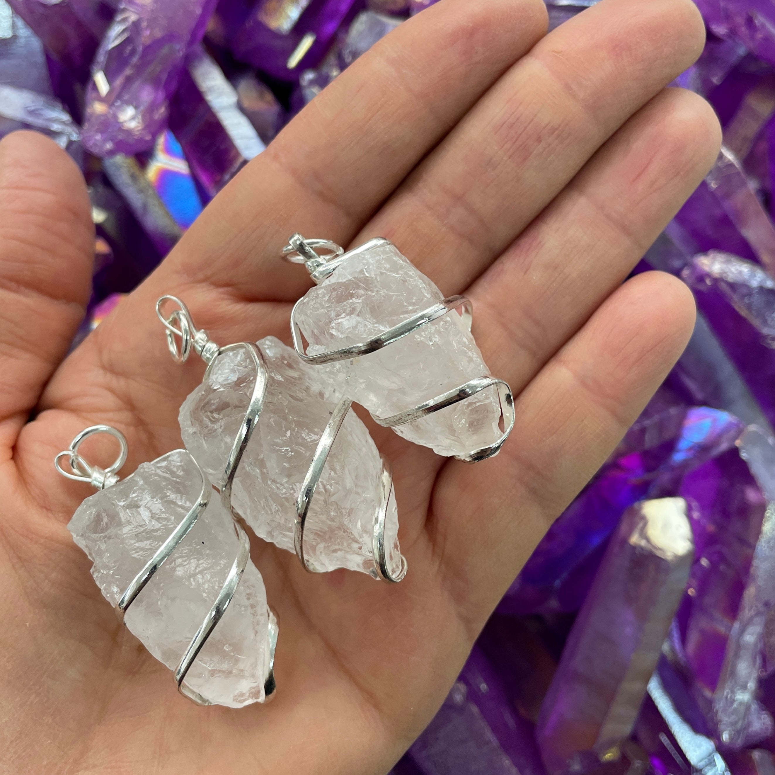 Wire Wrapped Rough Pendant - Clear Quartz