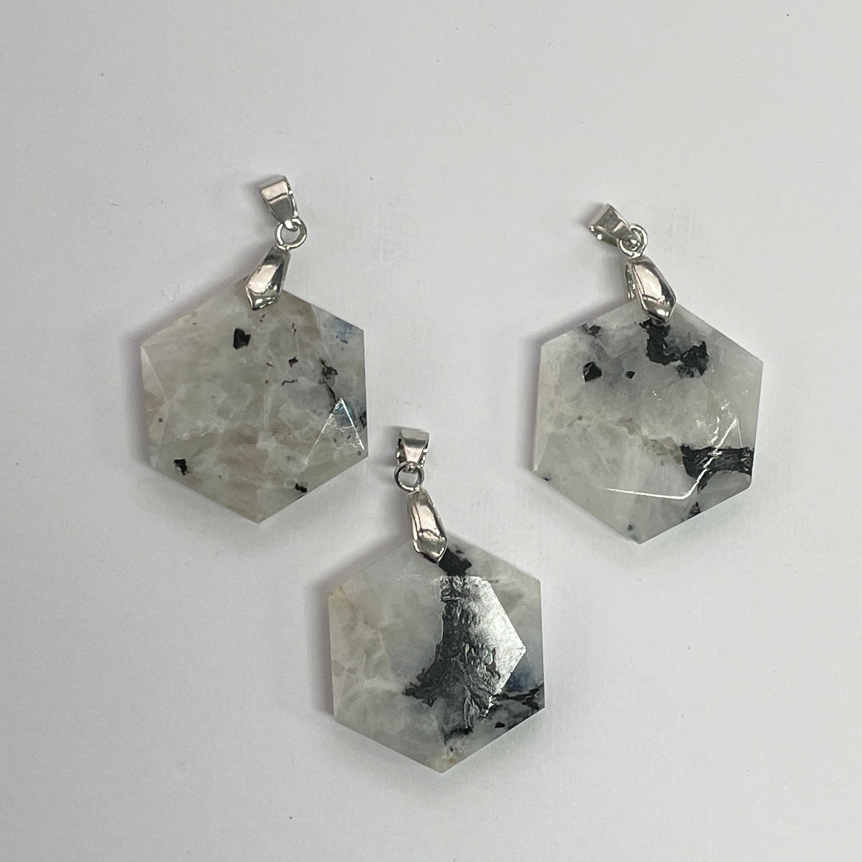 Rainbow Moonstone Hexagonal Pendant