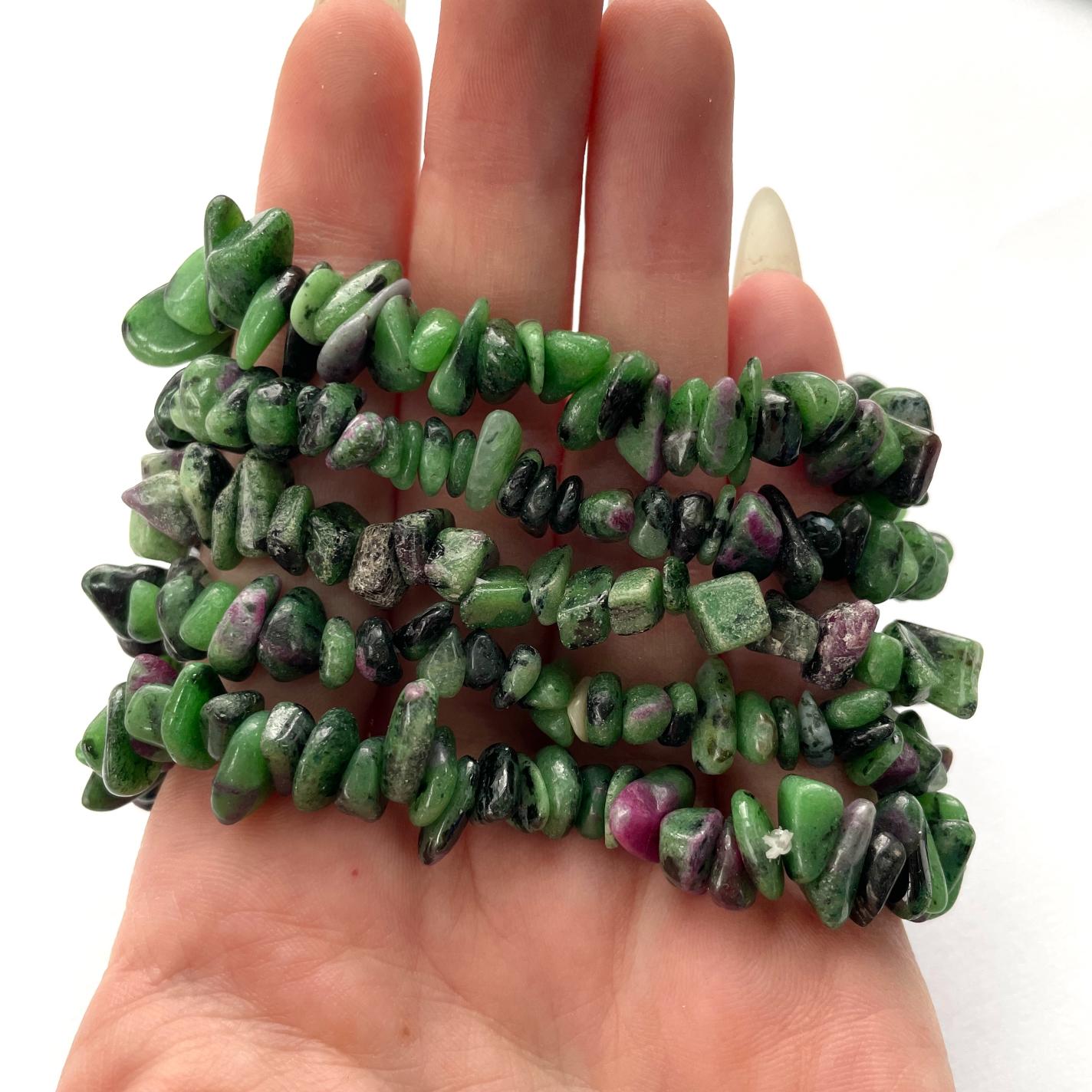 Ruby Zoisite Chip Bracelet