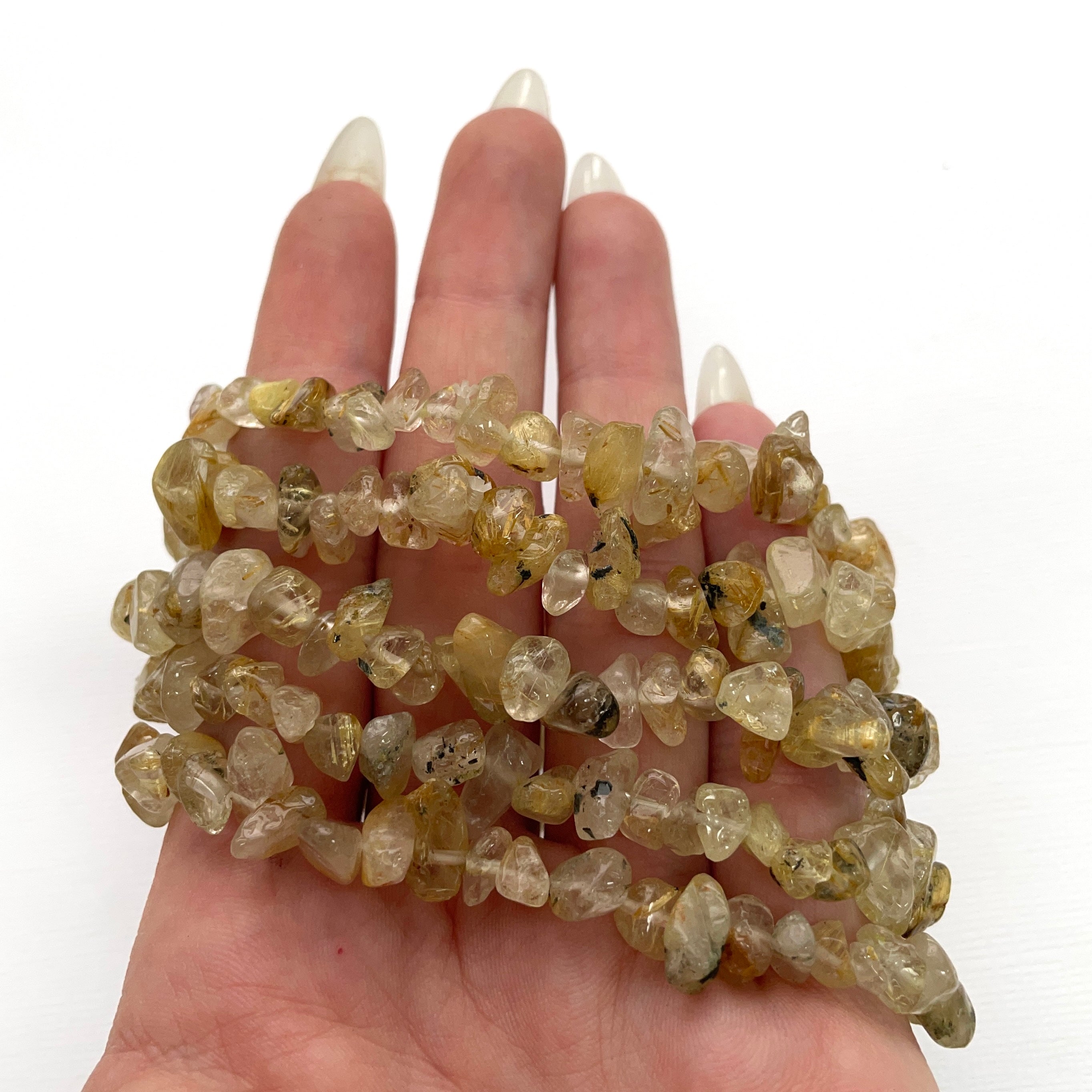 Gold Rutile Quartz Chip Bracelet