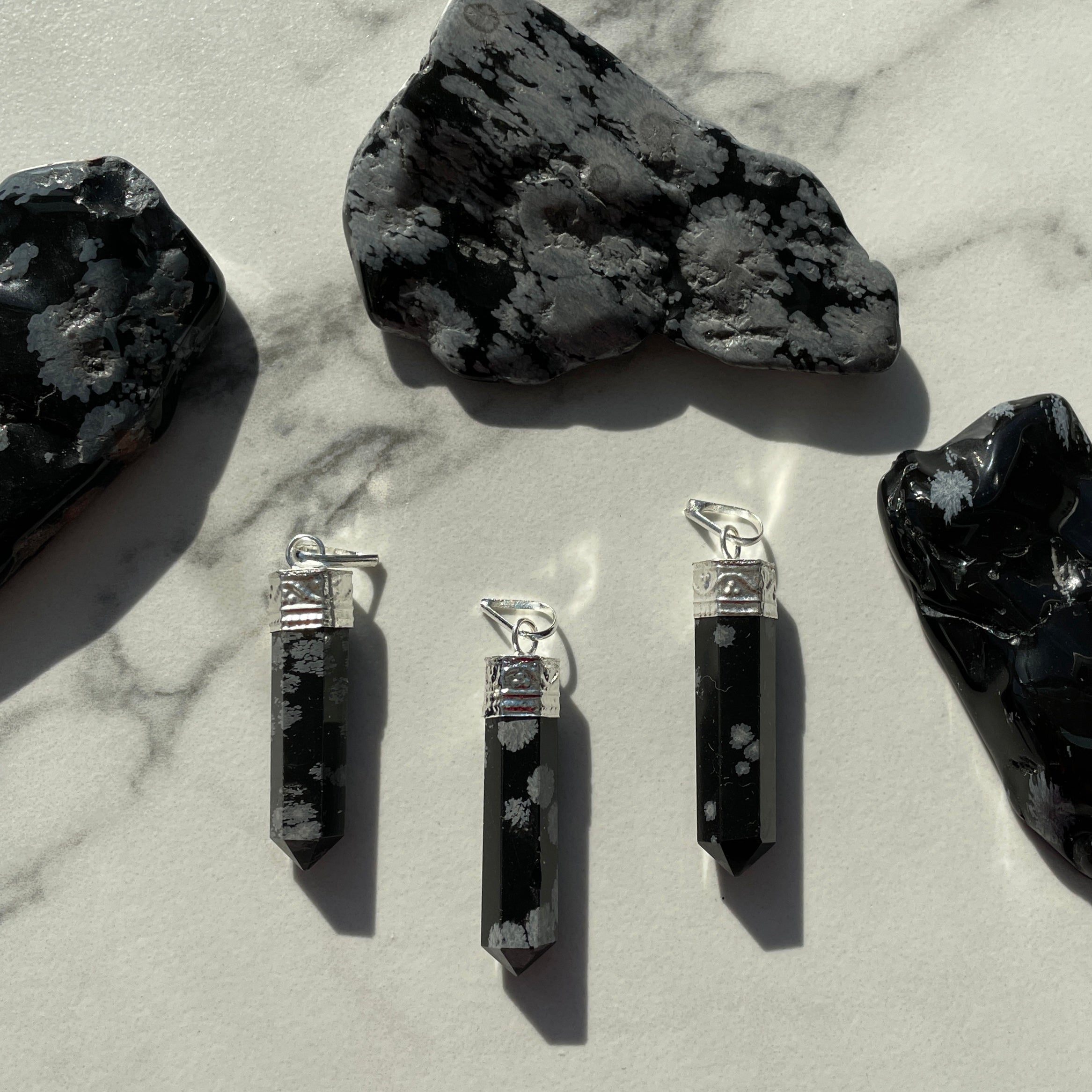 Snowflake Obsidian - Cap Point Pendant
