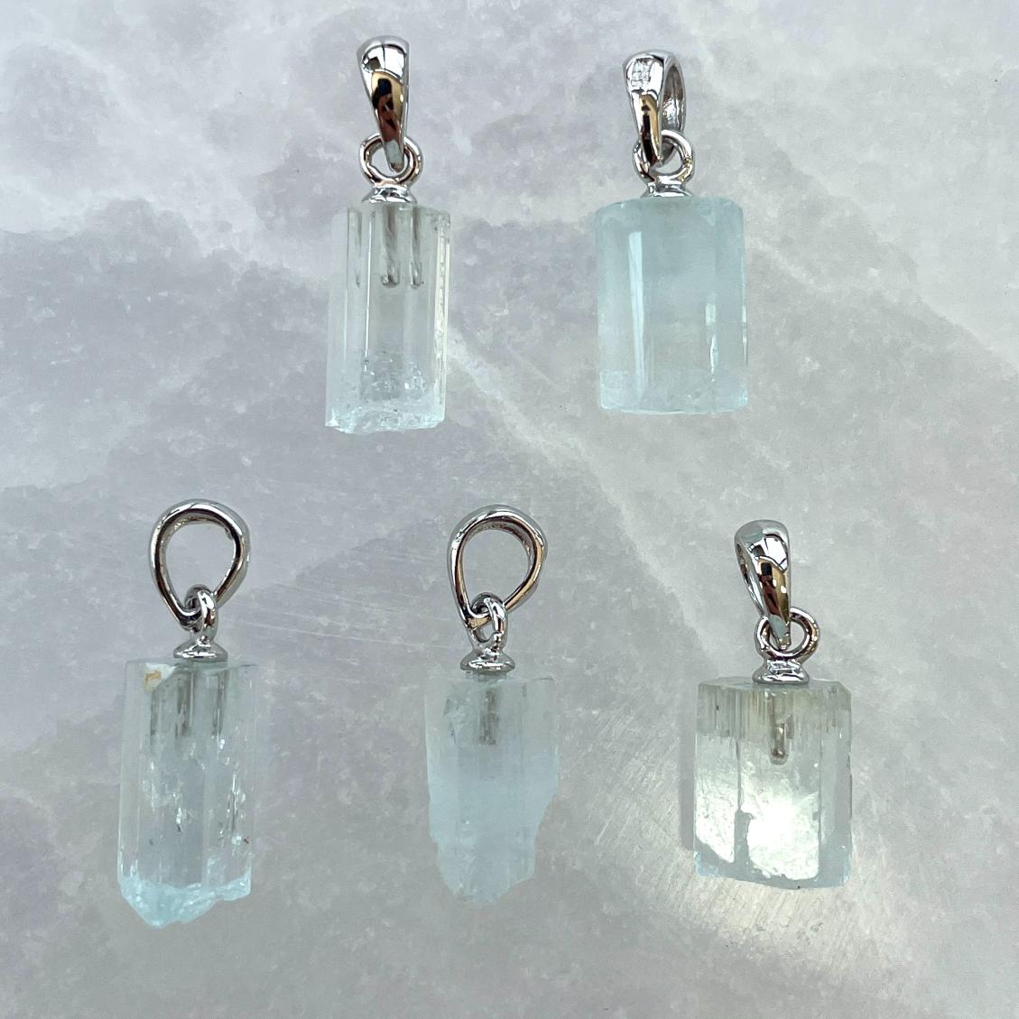 Aquamarine AA Silver Pendant