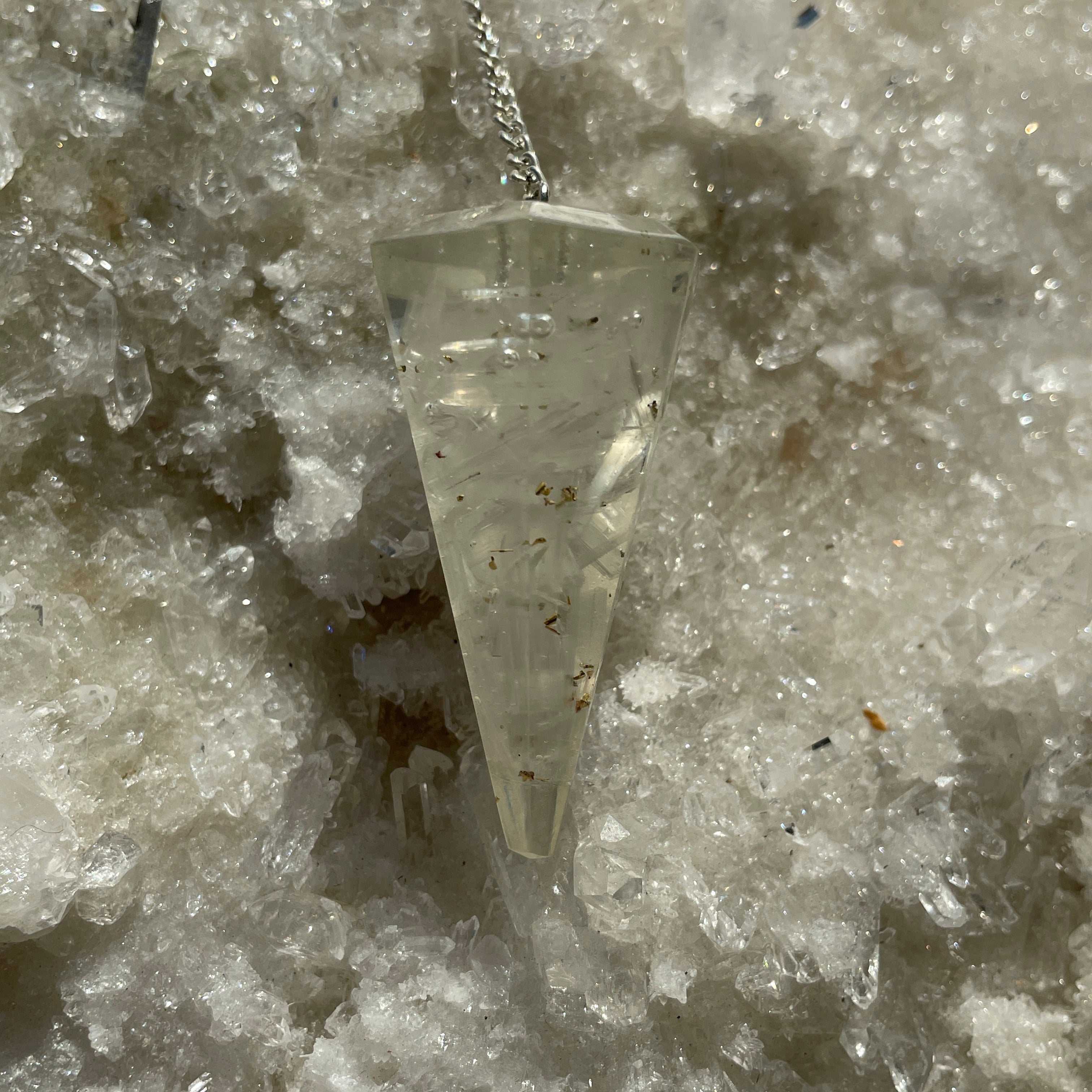 Orgonite Faceted Pendulum - Selenite