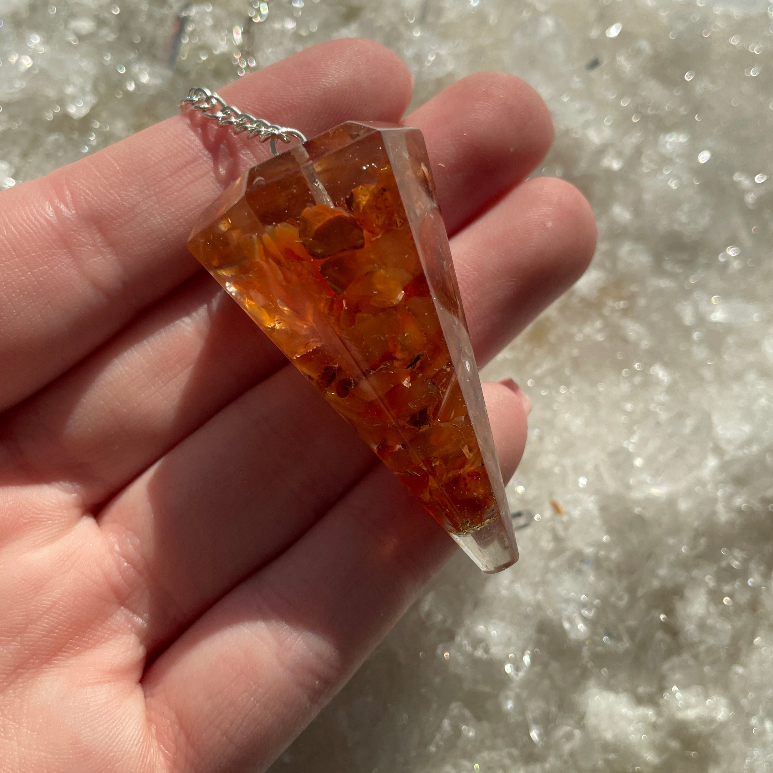 Orgonite Faceted Pendulum - Carnelian