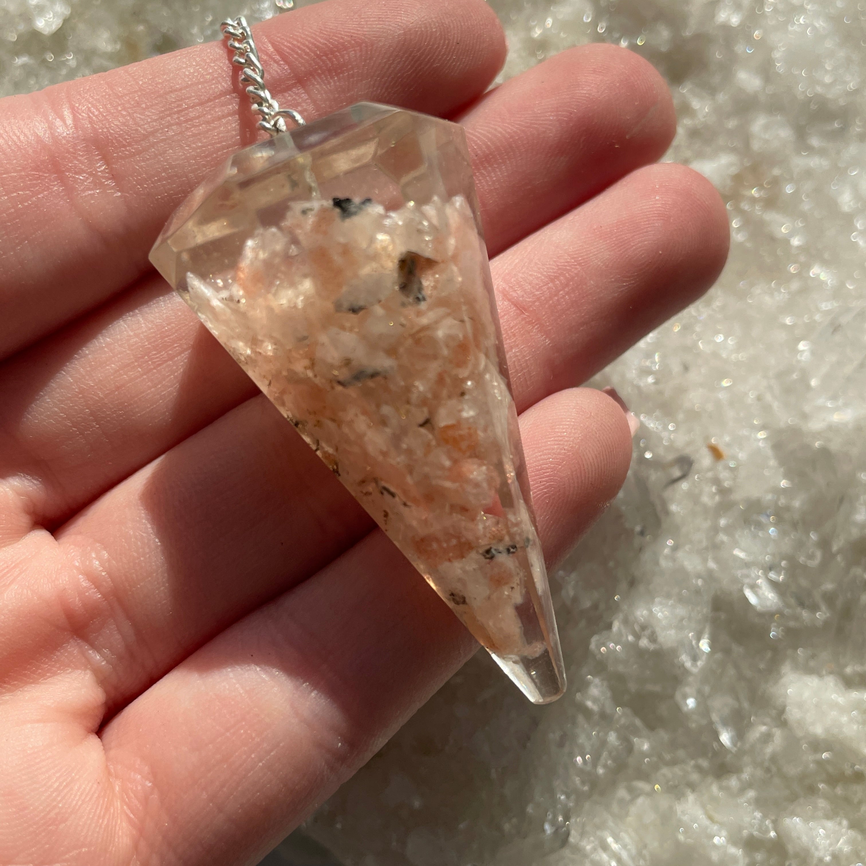 Orgonite Faceted Pendulum - Sunstone