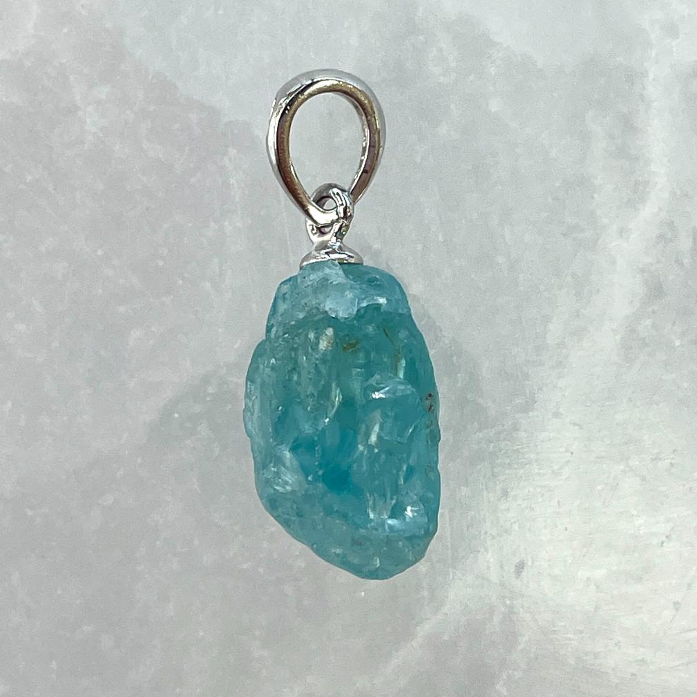 Blue Green Apatite AA Silver Pendant