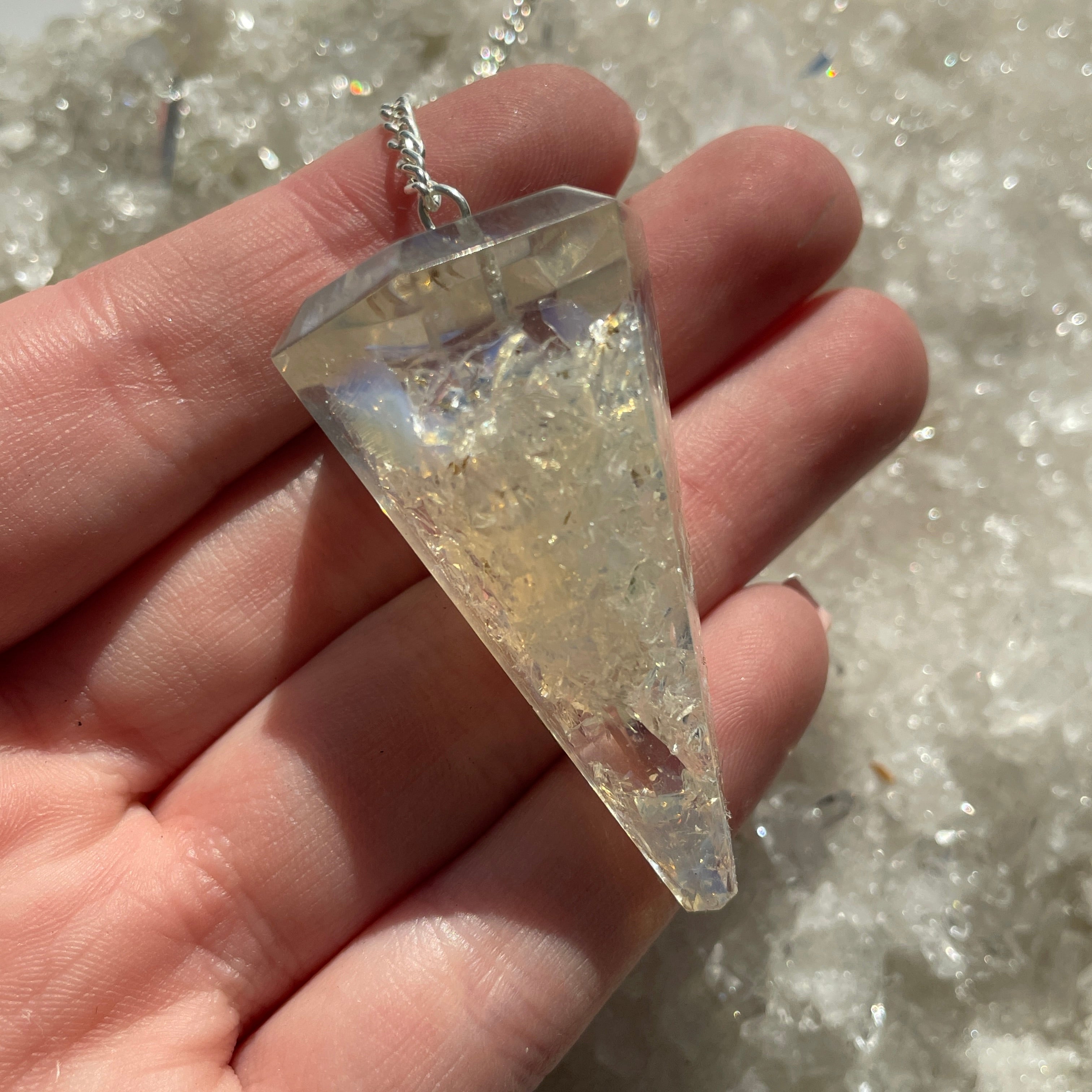 Orgonite Faceted Pendulum - Opalite