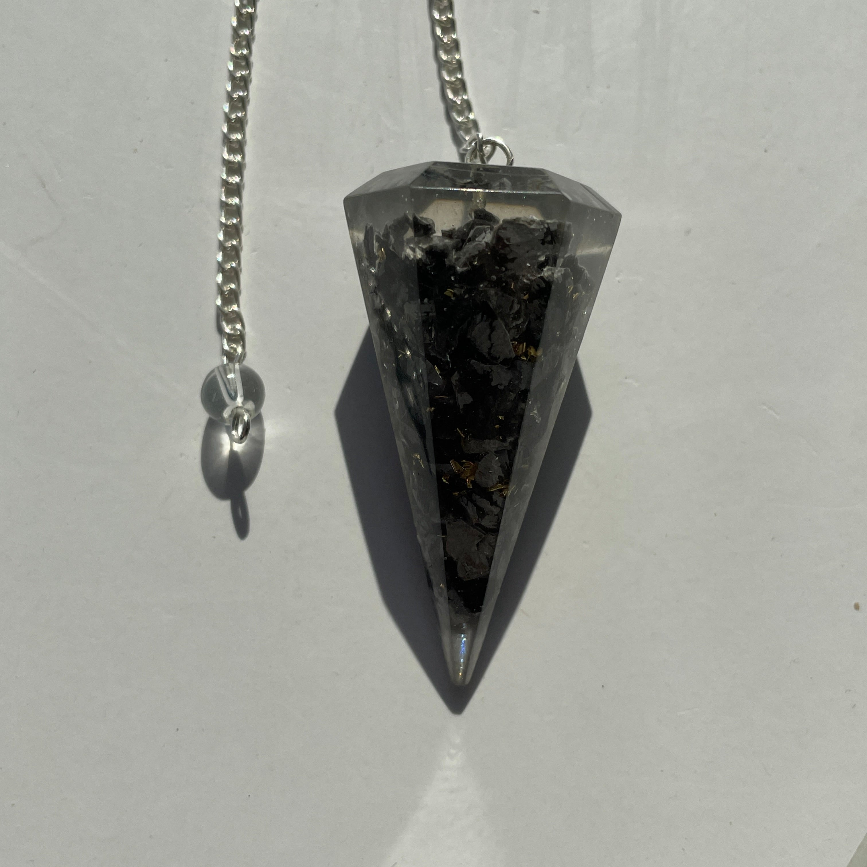 Orgonite Faceted Pendulum - Snowflake Obsidian