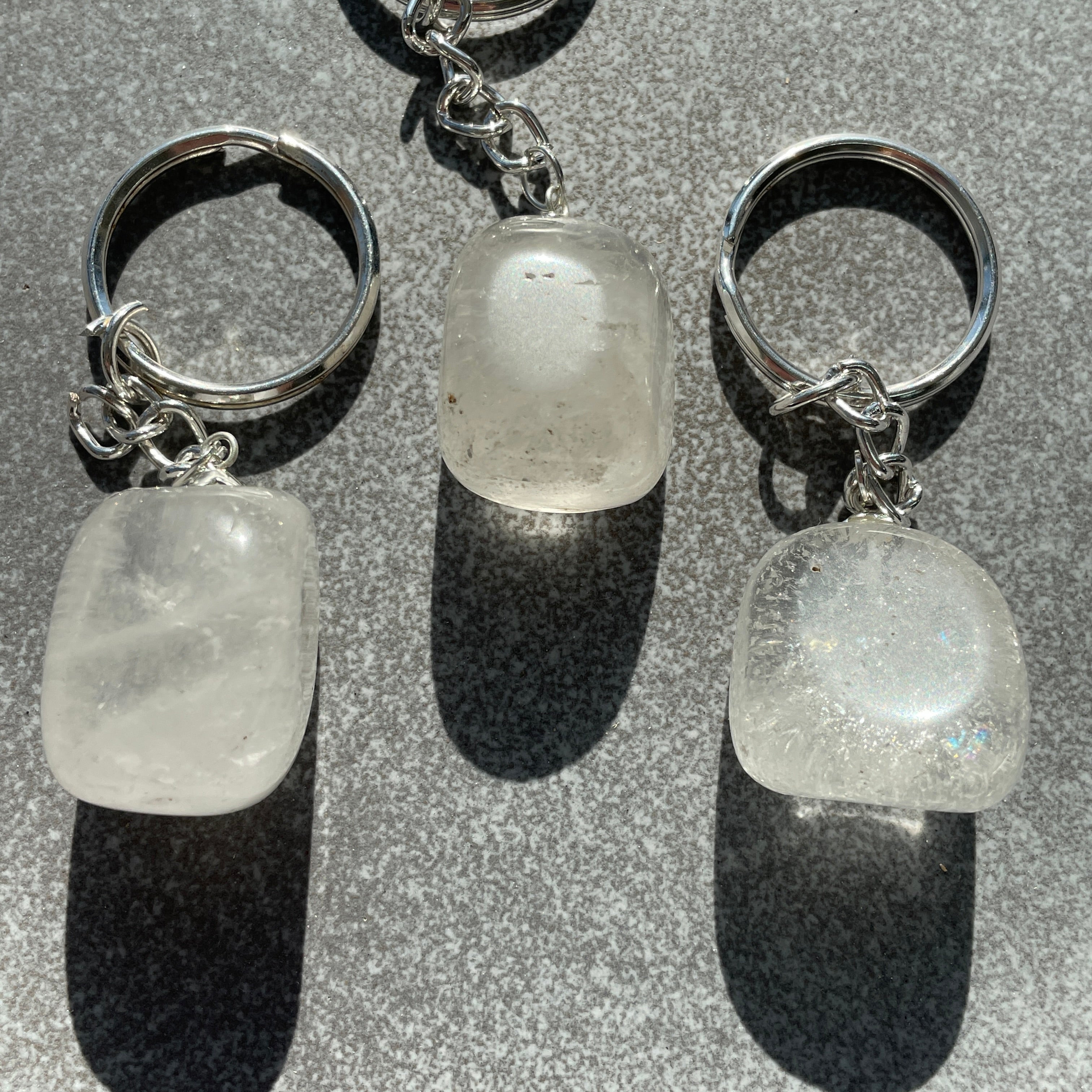 Clear Quartz Tumble Keyring