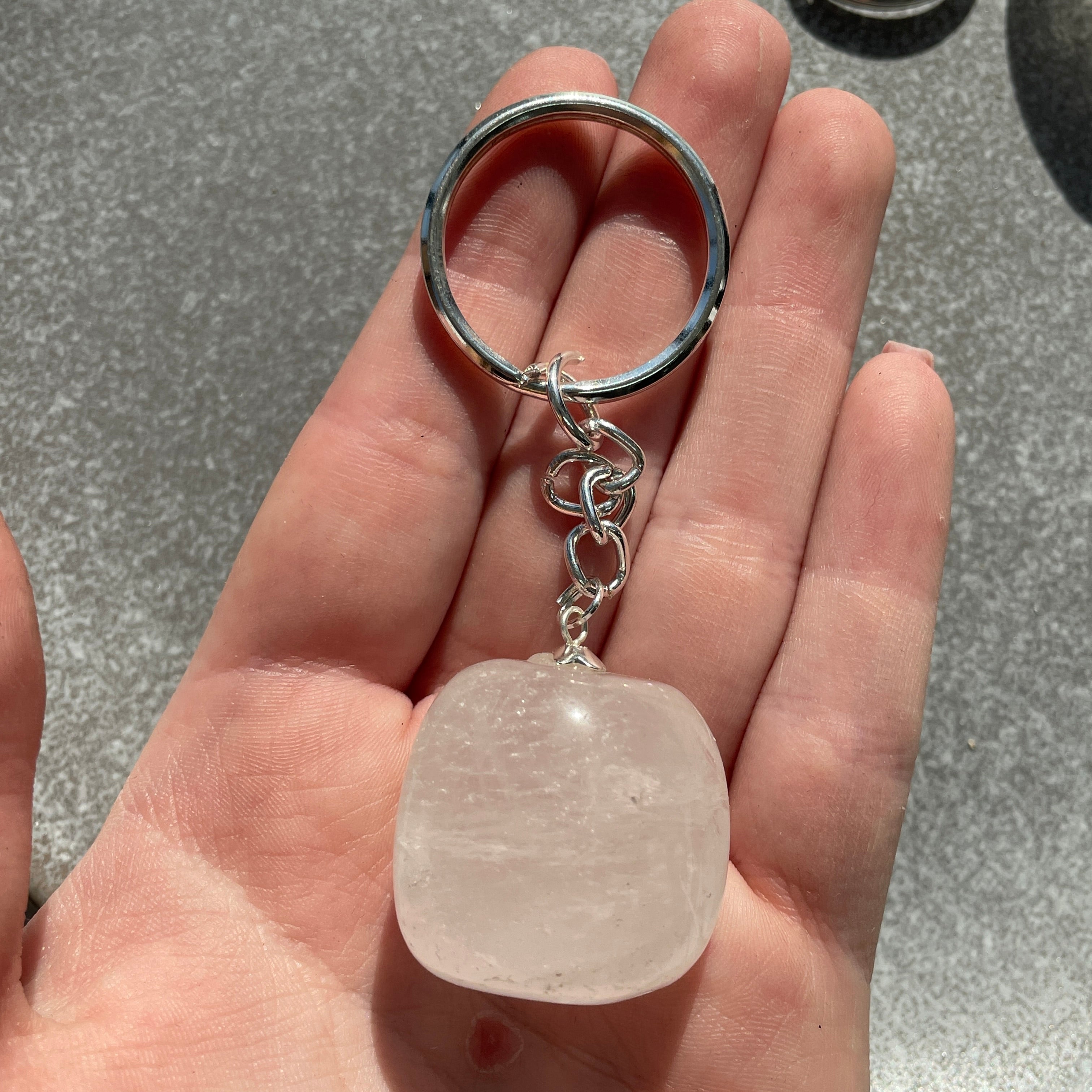 Clear Quartz Tumble Keyring