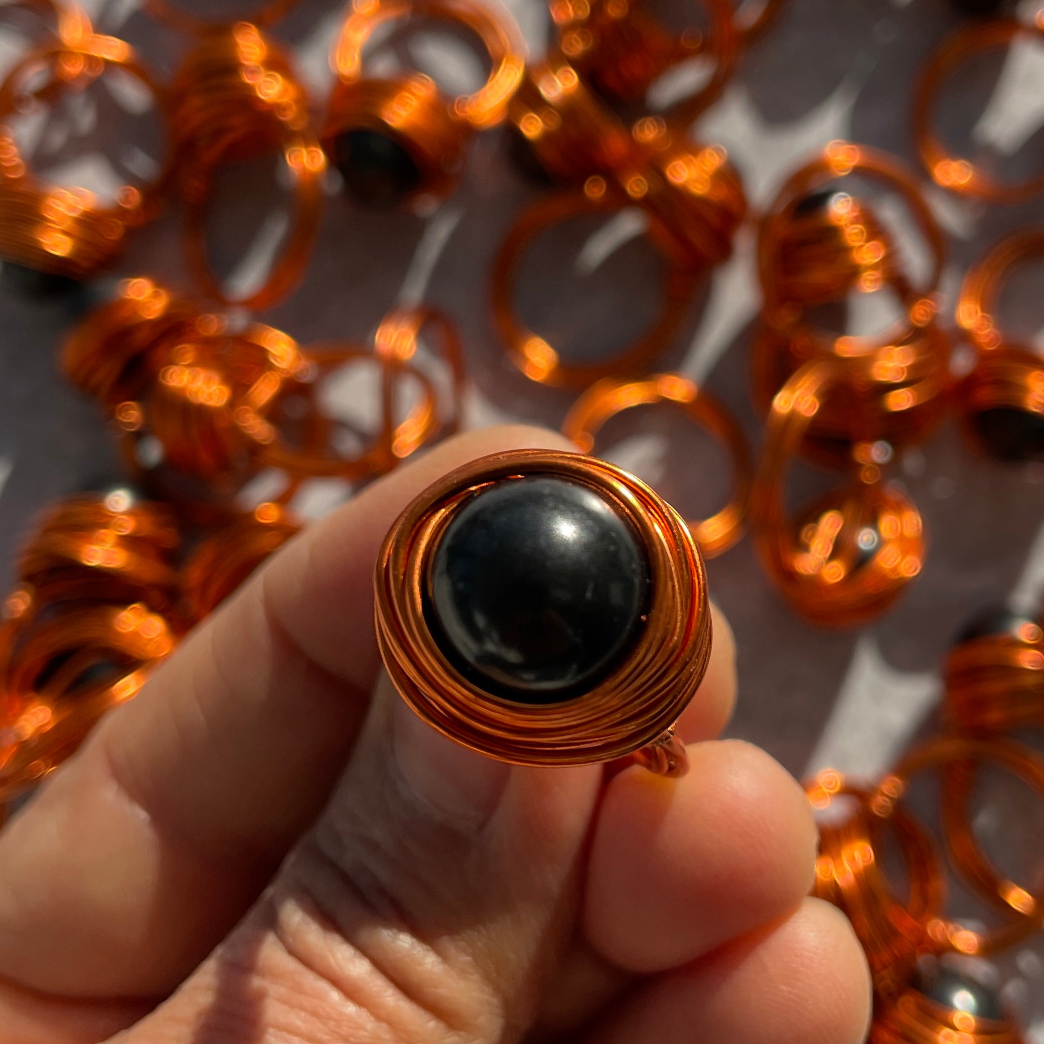 Shungite - Wire Wrapped Ring