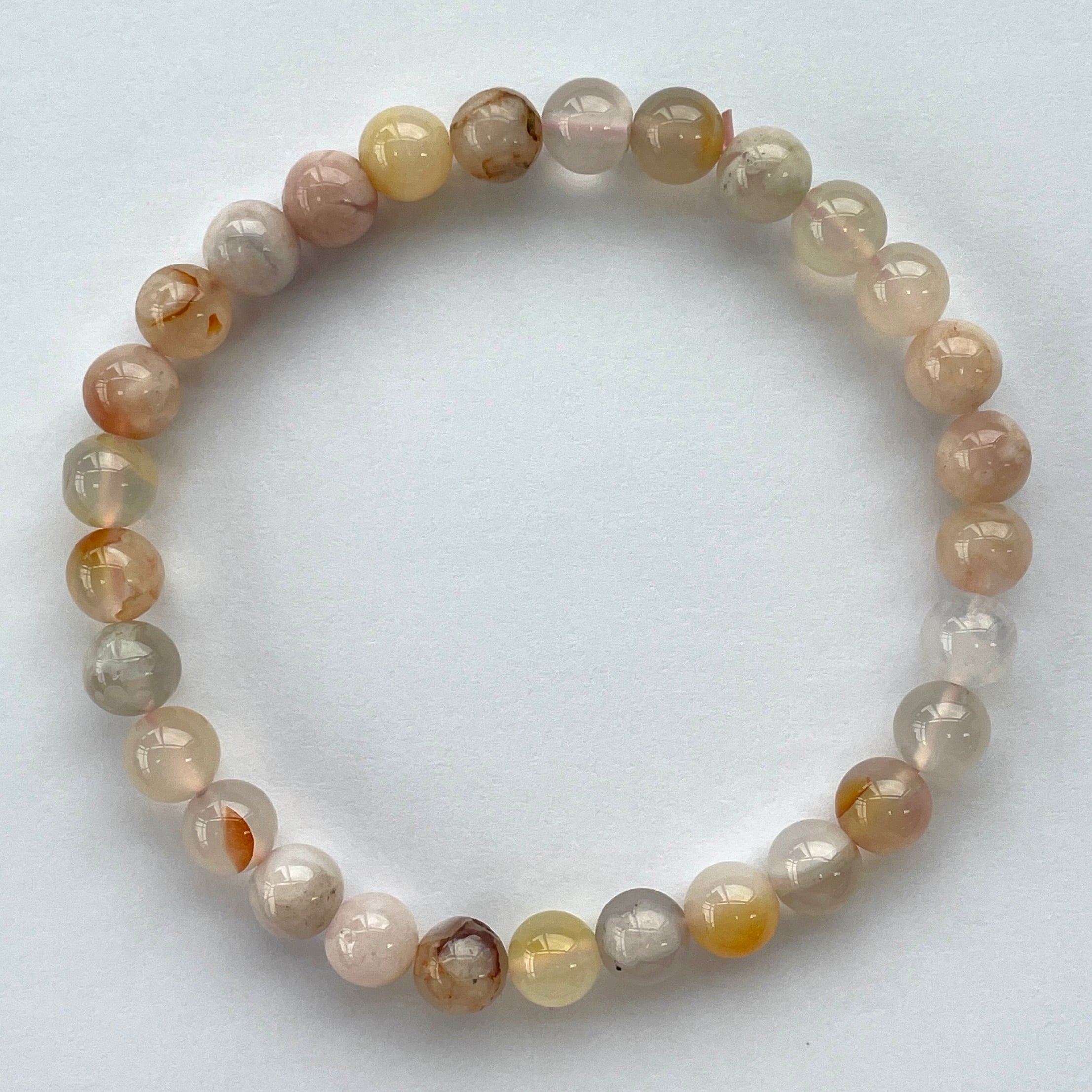 Blossom Agate Beads Bracelet 6mm