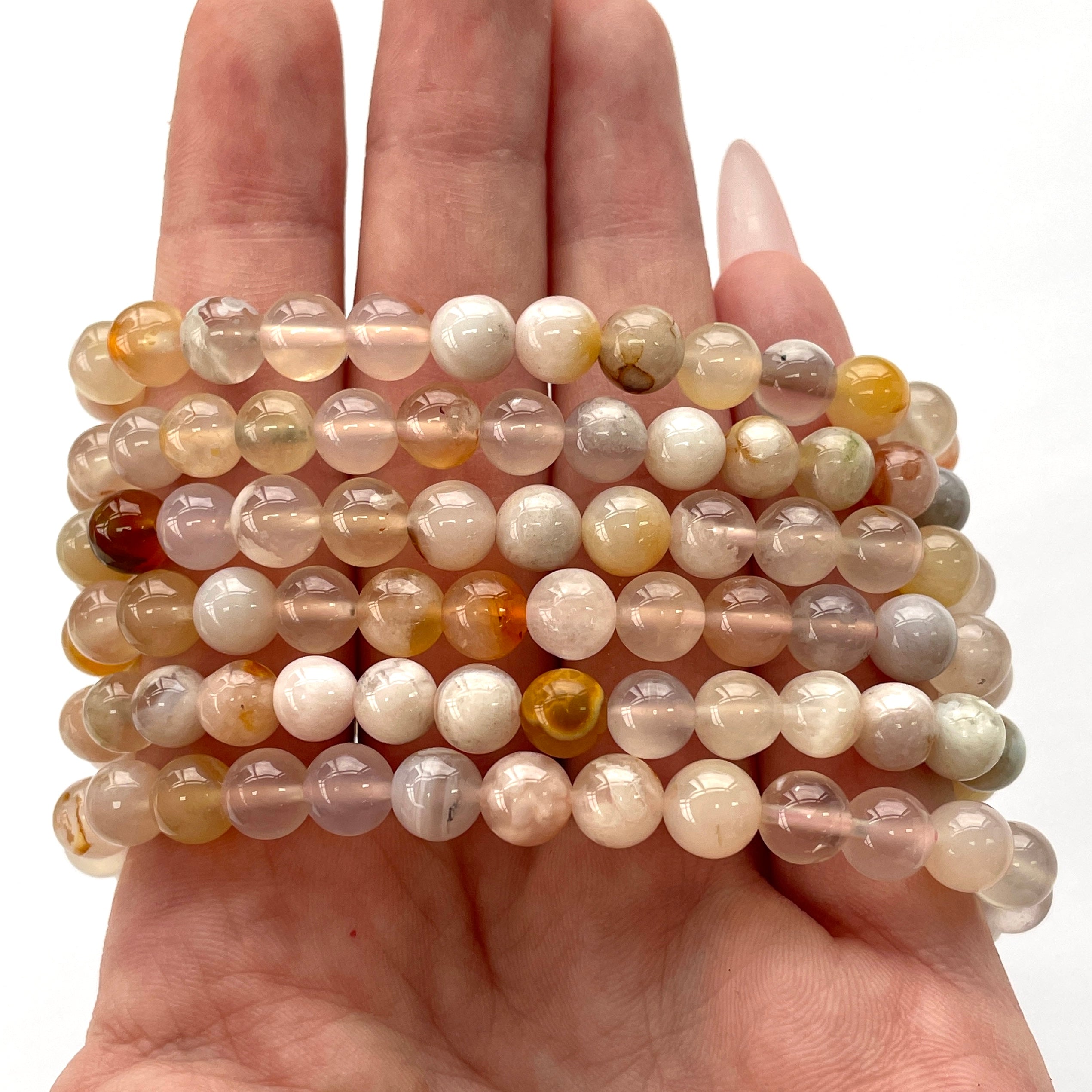 Blossom Agate Beads Bracelet 6mm