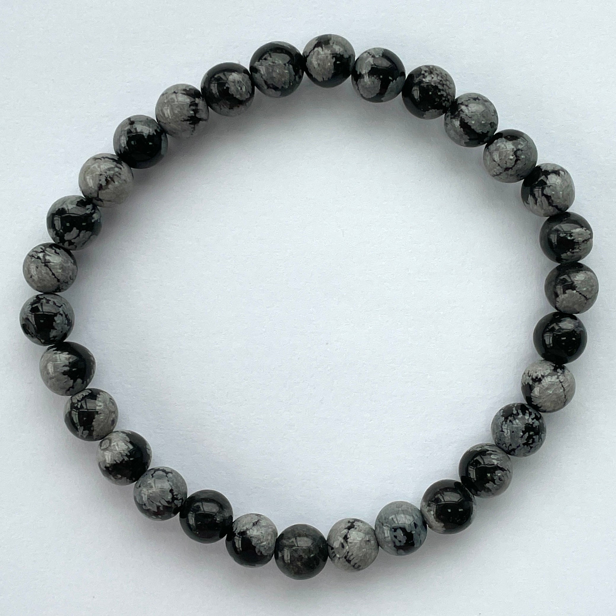 Snowflake Obsidian Beads Bracelet 6mm