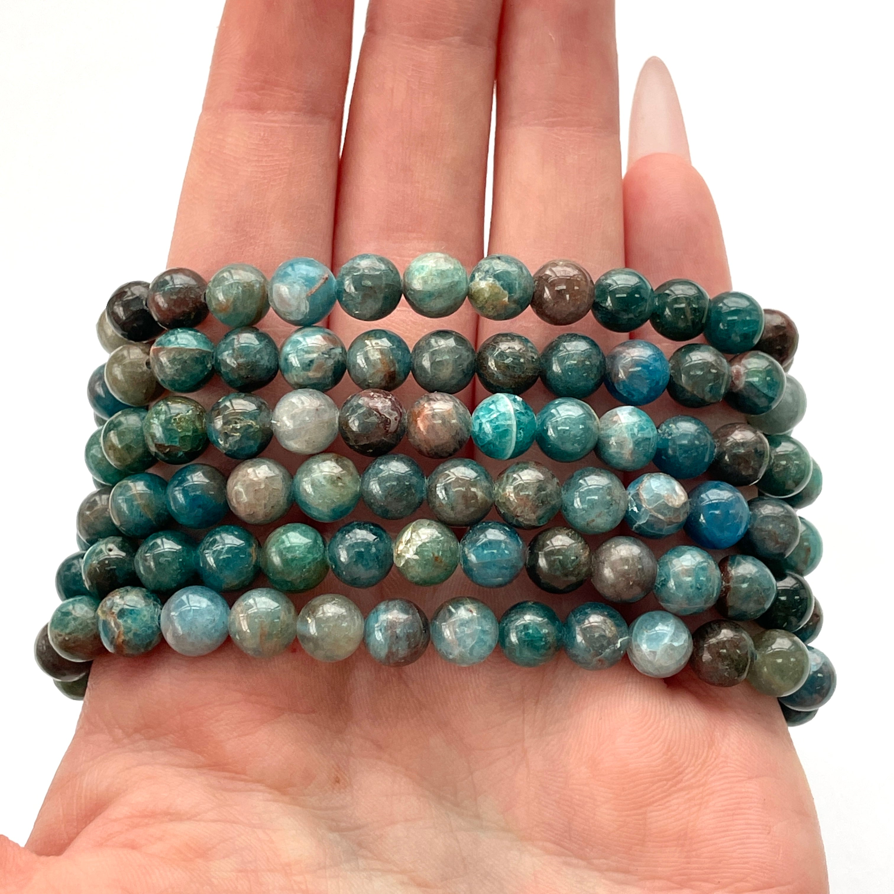 Blue Apatite Beads Bracelet 6mm