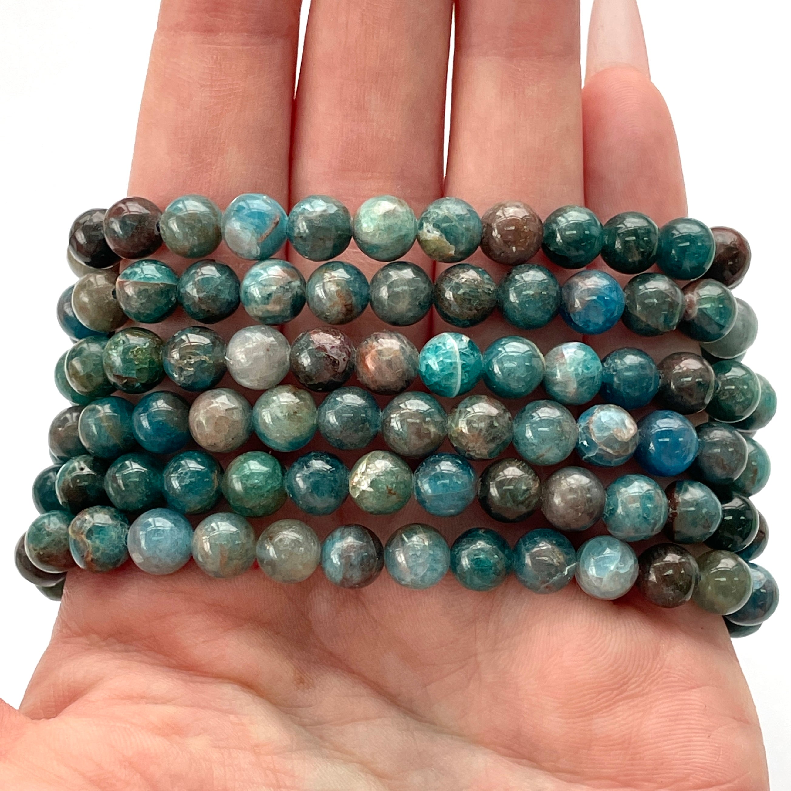 Blue Apatite Beads Bracelet 6mm