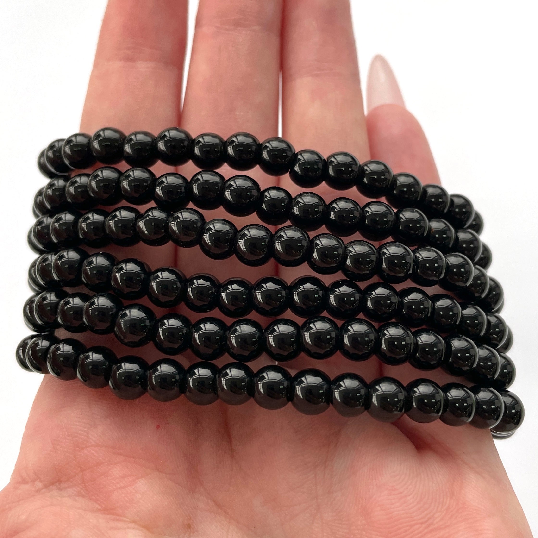 Black Agate Beads Bracelet 6mm