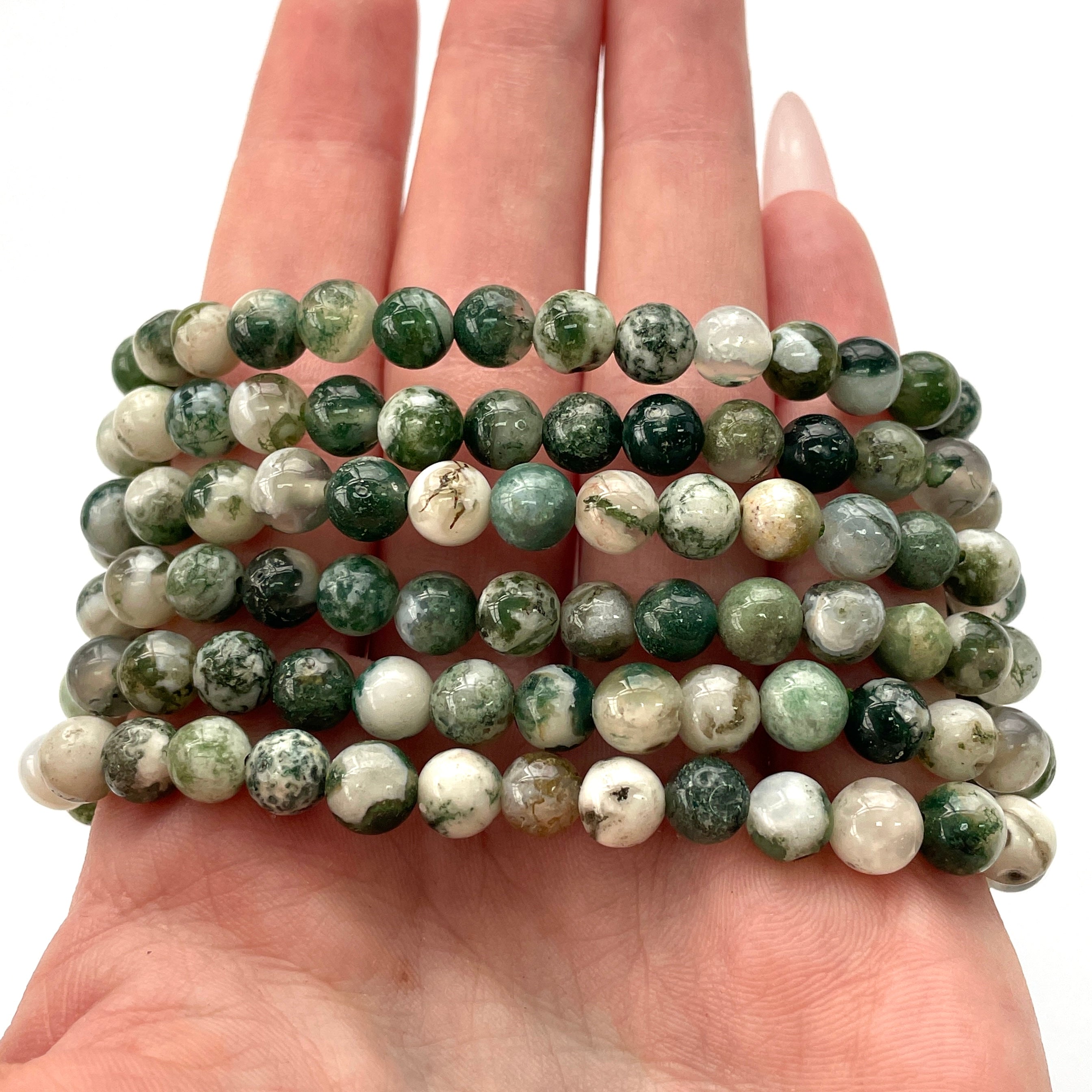 Tree Agate Beads Bracelet 6mm