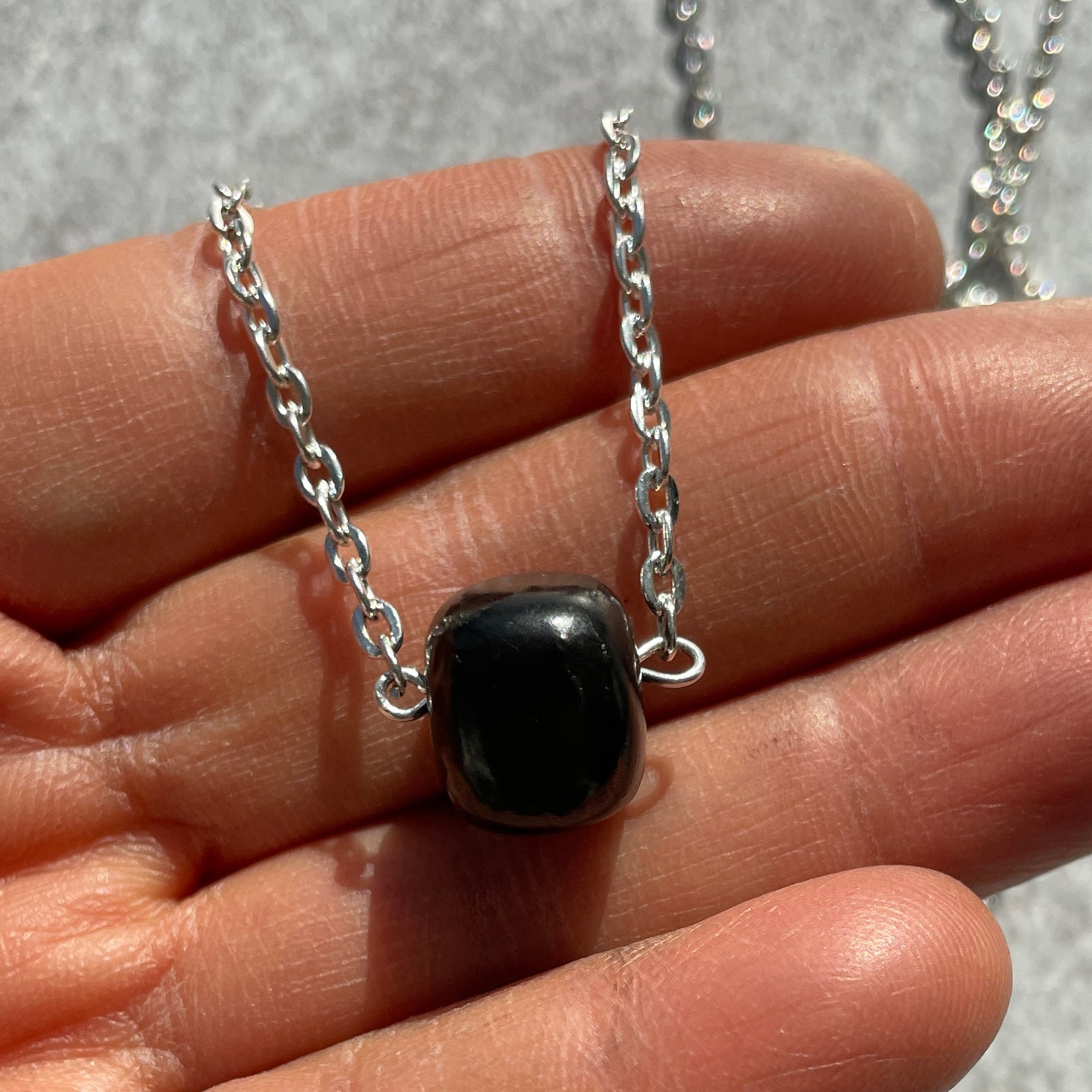 Shungite Necklace - Silver Bead
