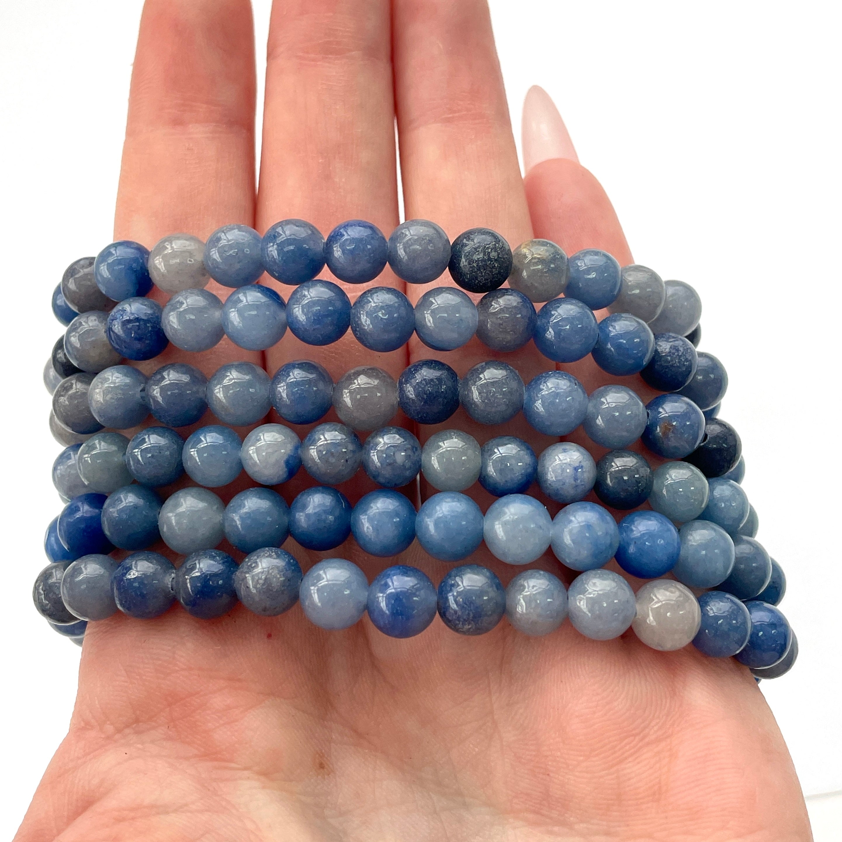 Blue Quartz Beads Bracelet 6mm