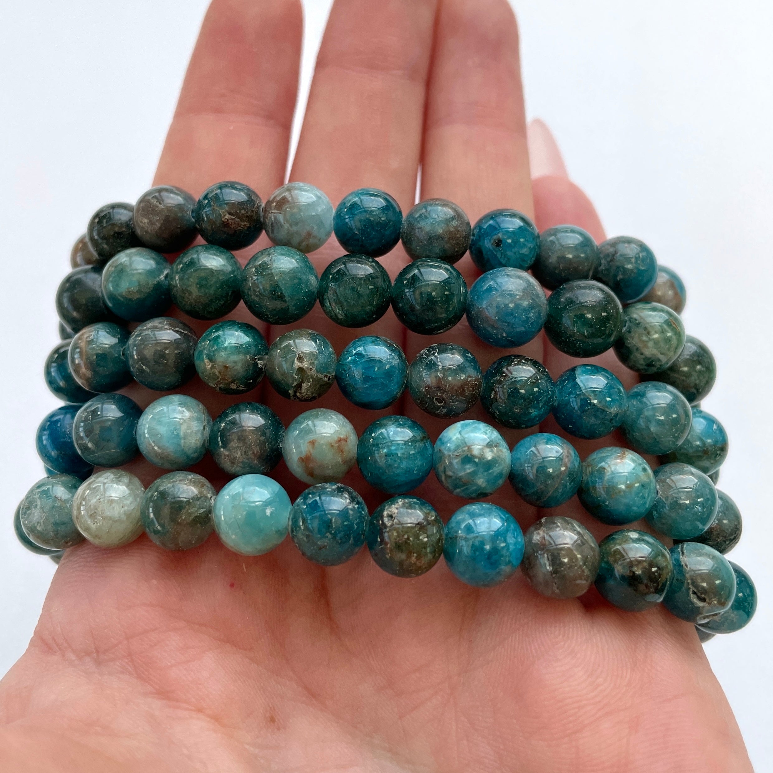 Blue Apatite - Beads Bracelet - 8mm