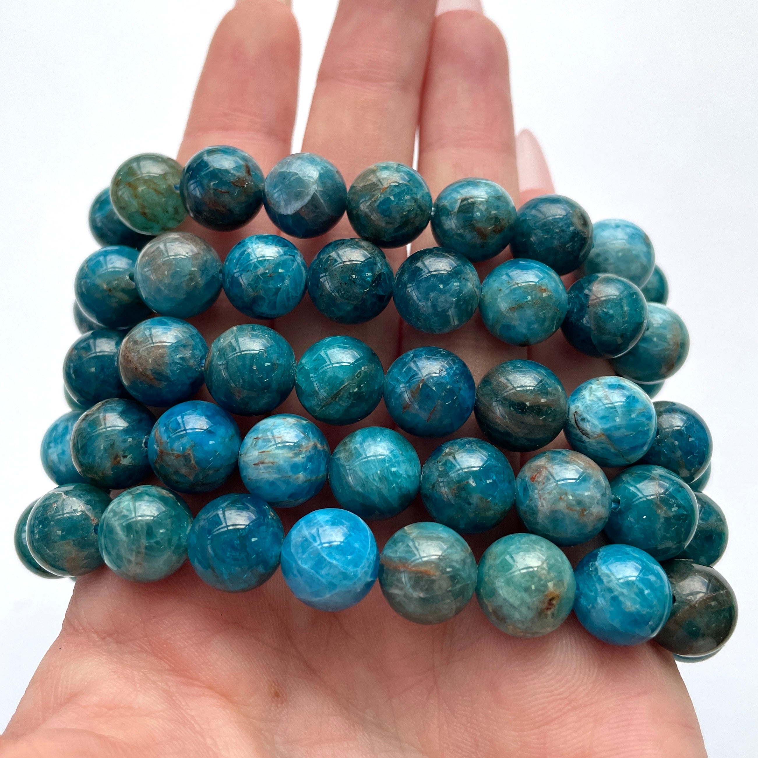 Blue Apatite Beads Bracelet 10mm